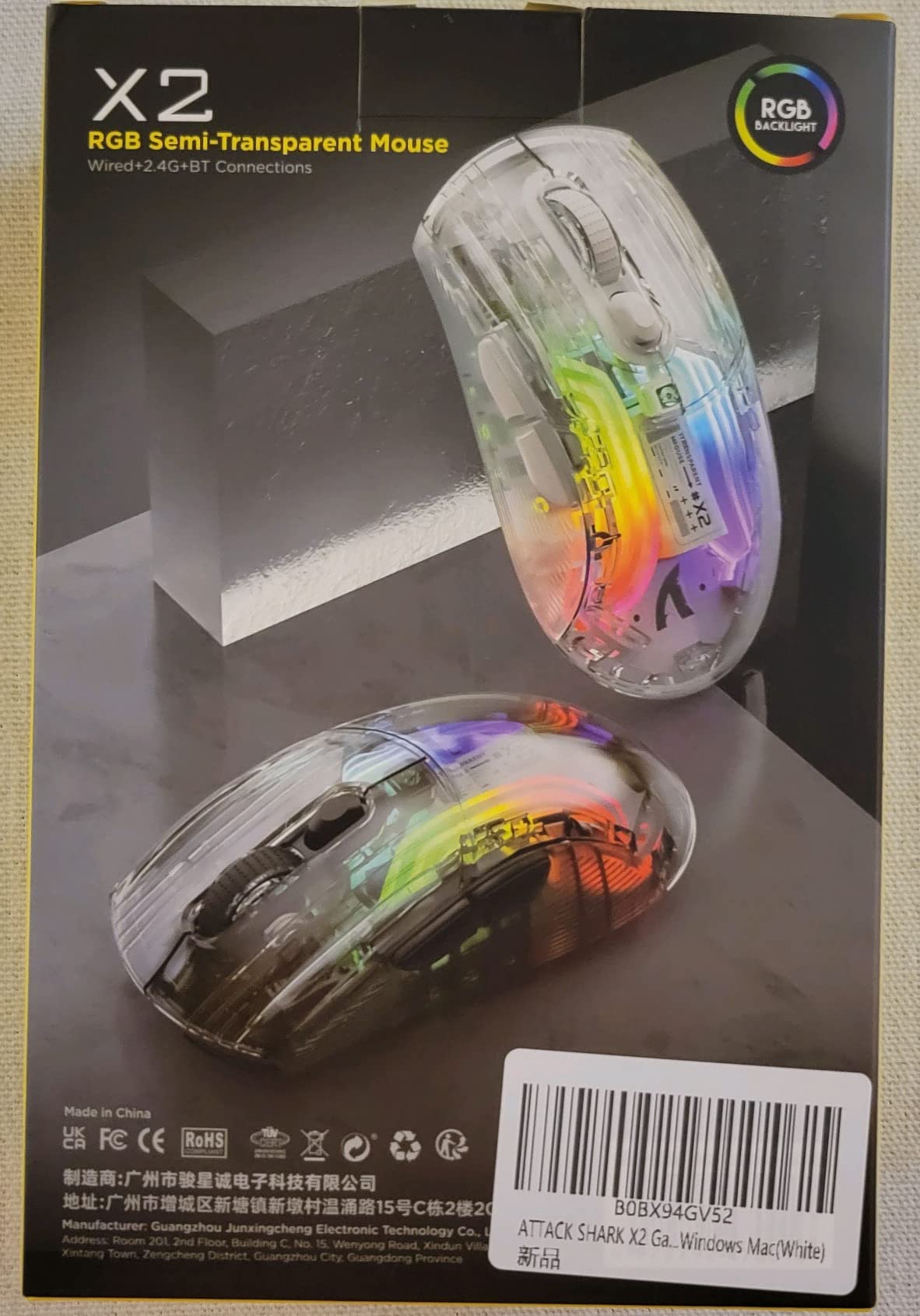 Wireless Gaming Mouse PC Transparent Shell Computer Mice with Dual mode BT5.0/2.4G,PixArt Chip 3D RGB Lighting,Ergonomic 7 Buttons,Rechargeable Mute Mouse for PC Laptop Tablet PS4 PS5 Xbox one customer photo 1