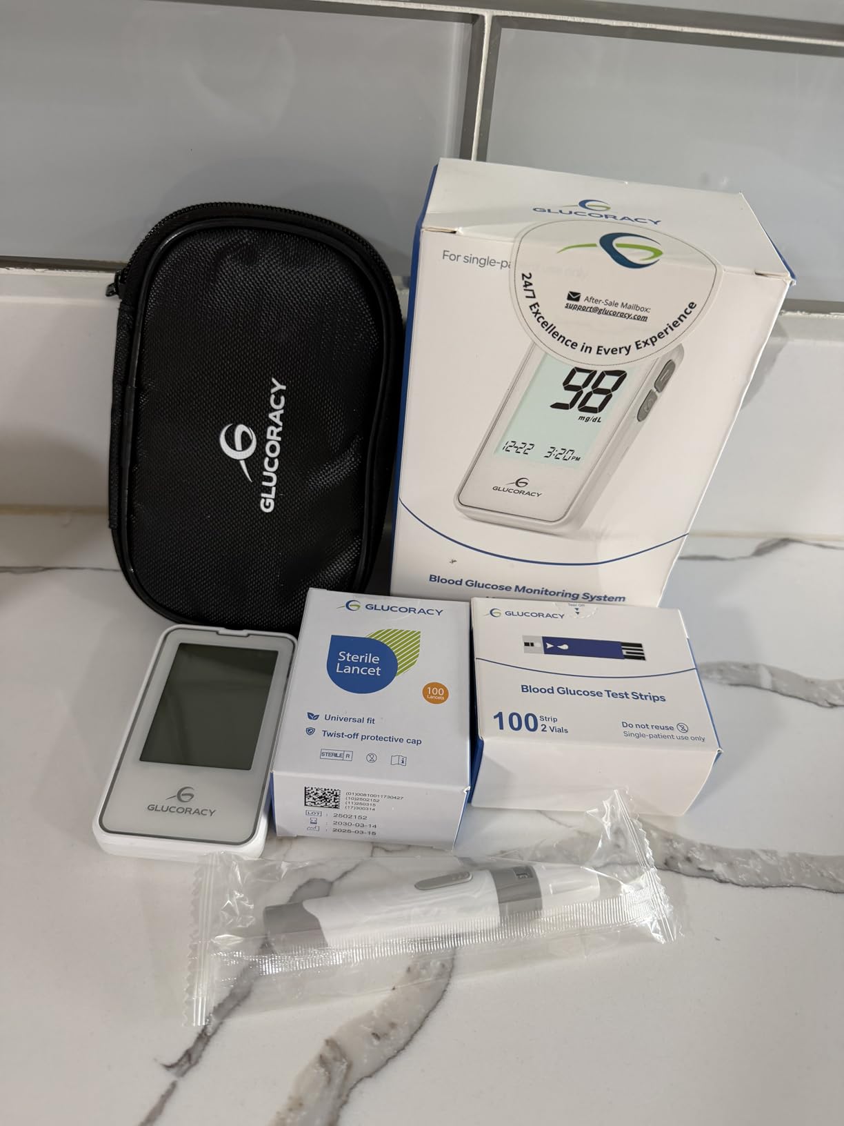 Glucoracy Blood Glucose Monitor Kit with 100 Blood Sugar Test Strips & Lancets customer photo 1