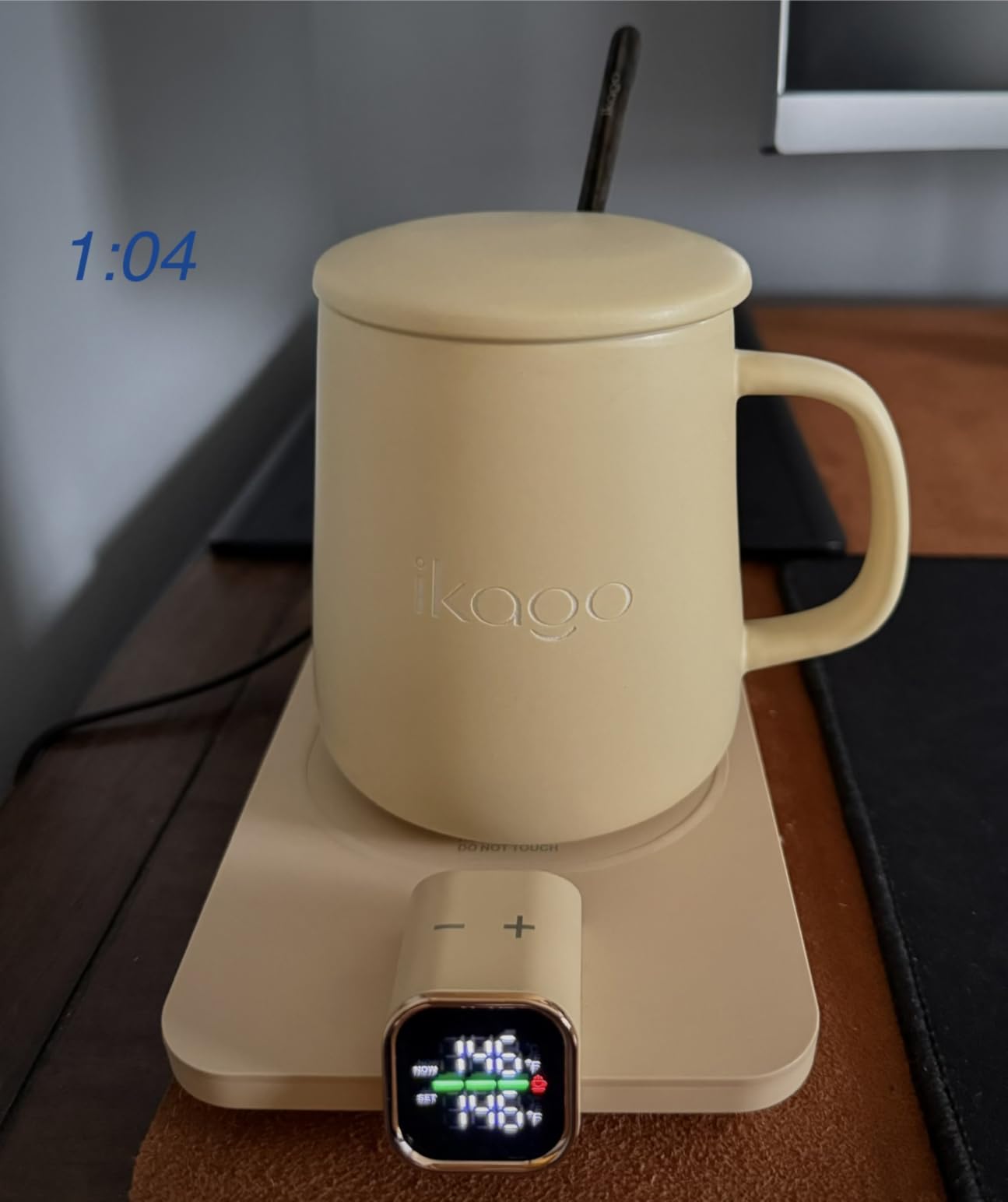 Coffee Mug Warmer & iKago Mug Set, Accurate Temperature Control Smart Heated Mug for Desk, Electric Coffee Warmer with Auto Shut Off & Real-Time Temp Display, 15oz Ceramic Mug customer photo 1