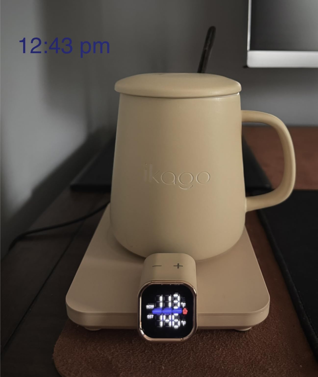 Coffee Mug Warmer & iKago Mug Set, Accurate Temperature Control Smart Heated Mug for Desk, Electric Coffee Warmer with Auto Shut Off & Real-Time Temp Display, 15oz Ceramic Mug customer photo 2