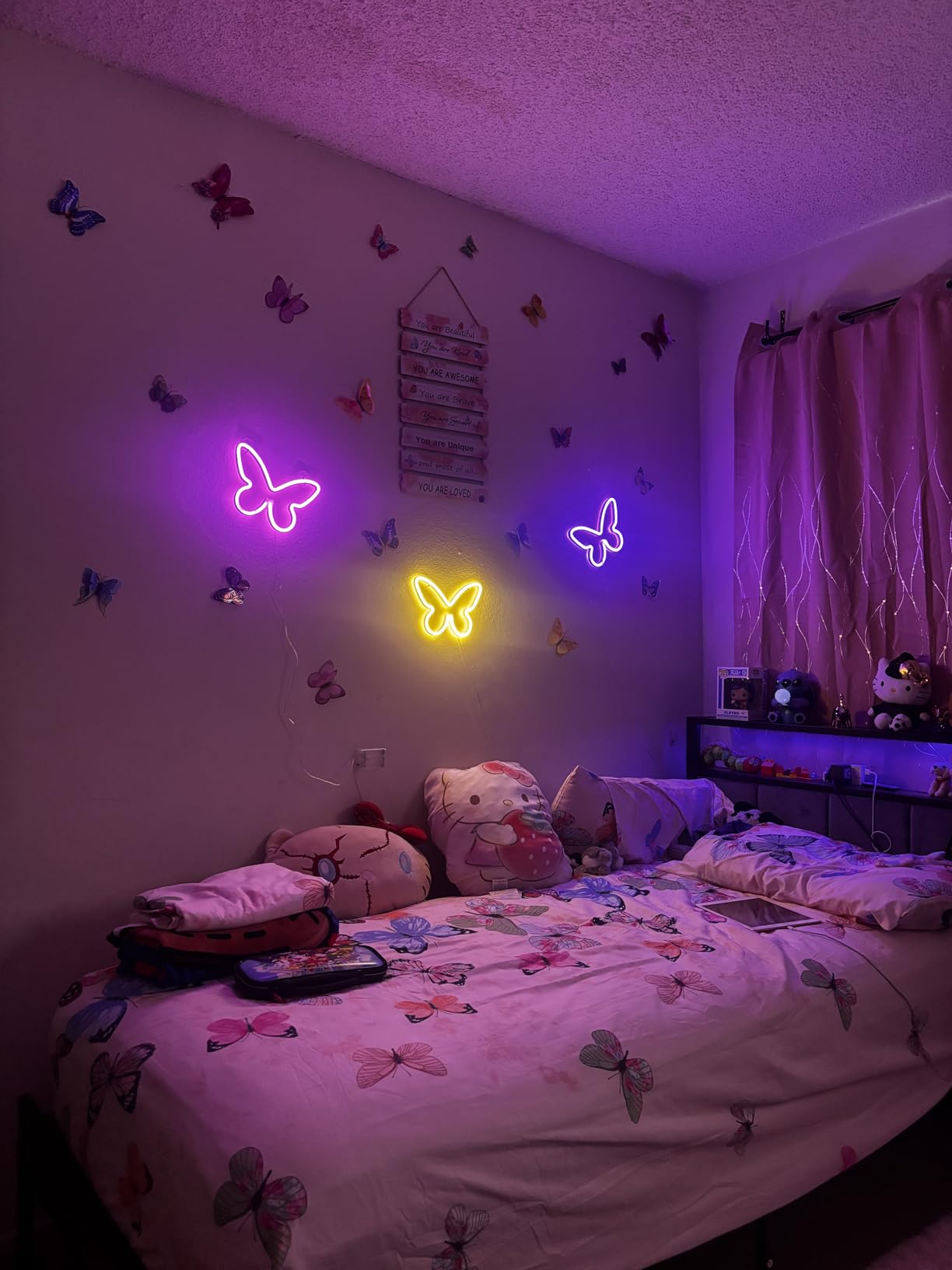 BRIGHTDECK 3 Pcs Butterfly Neon Signs, Neon Light for Bedroom, USB or 3-AA Battery Powered LED Wall Décor for Valentines Day Birthday Gift, Wedding, Party, Home Decor customer photo 2