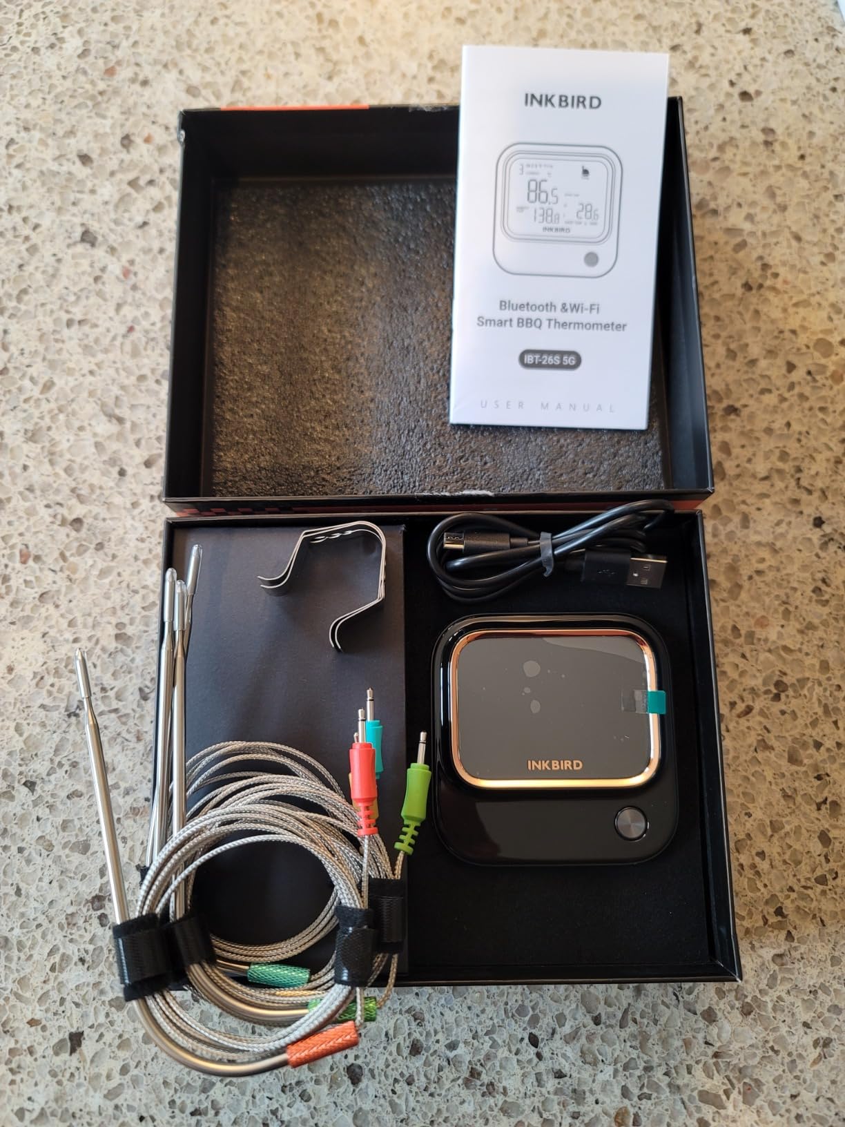 5GHz WiFi & Bluetooth 5.1 Meat Thermometer, Inkbird WiFi Grill Meat Thermometer for Grilling Smoker BBQ Cooking with 4 Probes, IBT-26S Wireless APP Control, Alarm Timer, Backlit LCD, Rechargeable customer photo 1