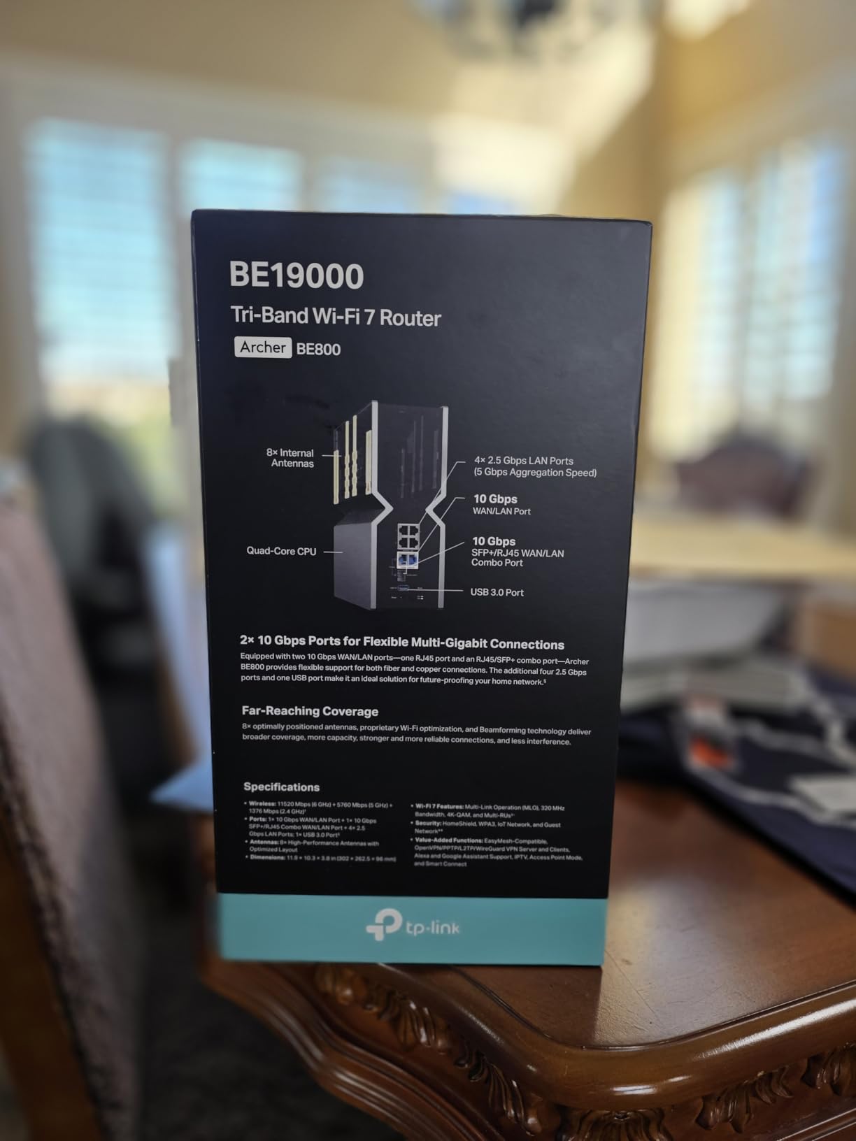 TP-Link Tri-Band BE19000 WiFi 7 Router (Archer BE800) | 12-Stream 19 Gbps | 2×10G + 4×2.5G Ports | LED Screen, 8 High-Performance Antennas | VPN, Easy Mesh, HomeShield, Private IoT, Free Expert Help customer photo 2