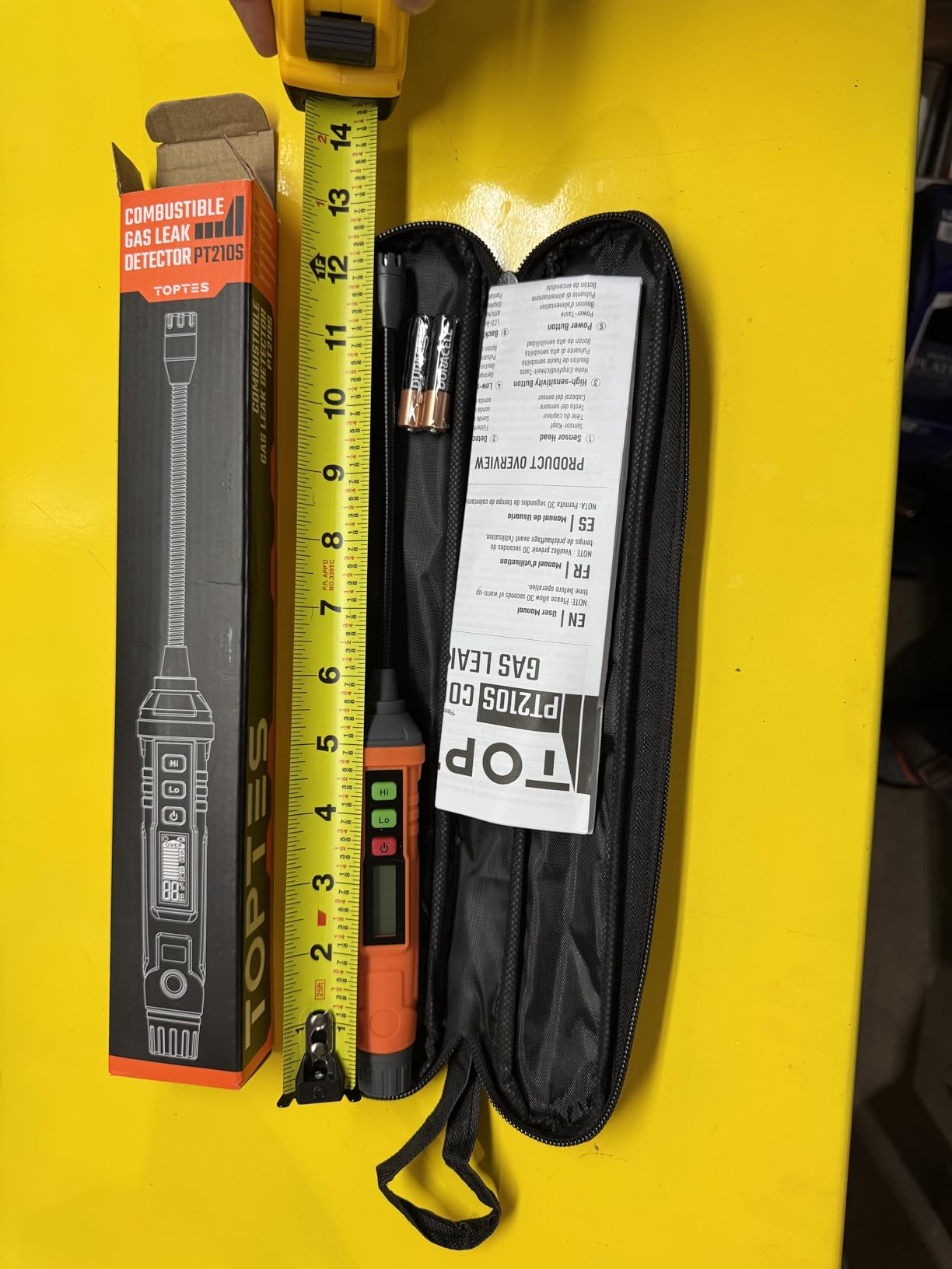 TopTes PT210S Gas Leak Detector, Natural Gas Detector with 4-inch Probe, Propane Leak Detector Locating Combustible Gases Like Natural Gas, Methane for Home, Measures%LEL (Incl. Batteries) - Orange customer photo 1