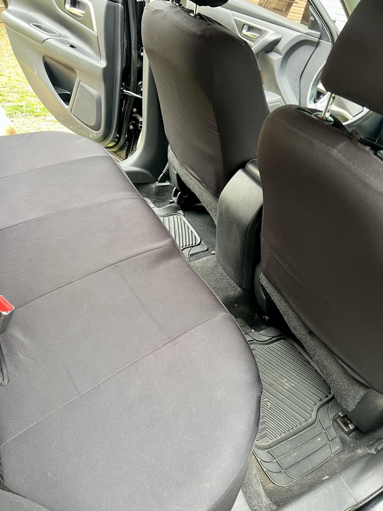 CAROMOP Waterproof Car Seat Cover Full Seats, Neoprene Seat Covers for Cars, Split Bench Compatible Car Interior Covers, Universal Fit Most Car Sedan Truck SUV (Black) customer photo 1