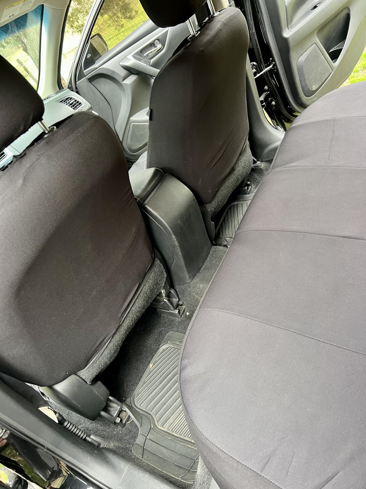 CAROMOP Waterproof Car Seat Cover Full Seats, Neoprene Seat Covers for Cars, Split Bench Compatible Car Interior Covers, Universal Fit Most Car Sedan Truck SUV (Black) customer photo 2