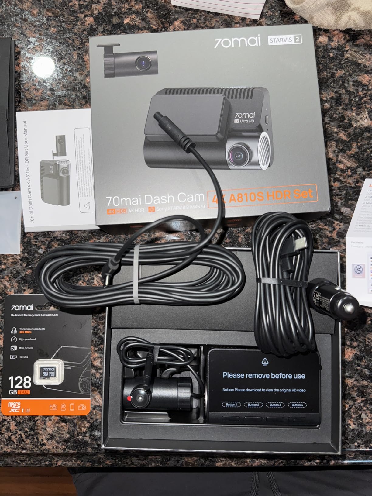 70mai 4K Dash Cam Front and Rear, 4K+1080P Dual STARVIS 2 Car Dash Camera for Cars, 4G LTE Remote Access, AI Motion Detection, WiFi 6, 5 GPS, 24H Parking Mode, HDR Night Vision, Voice Control, ADAS customer photo 1
