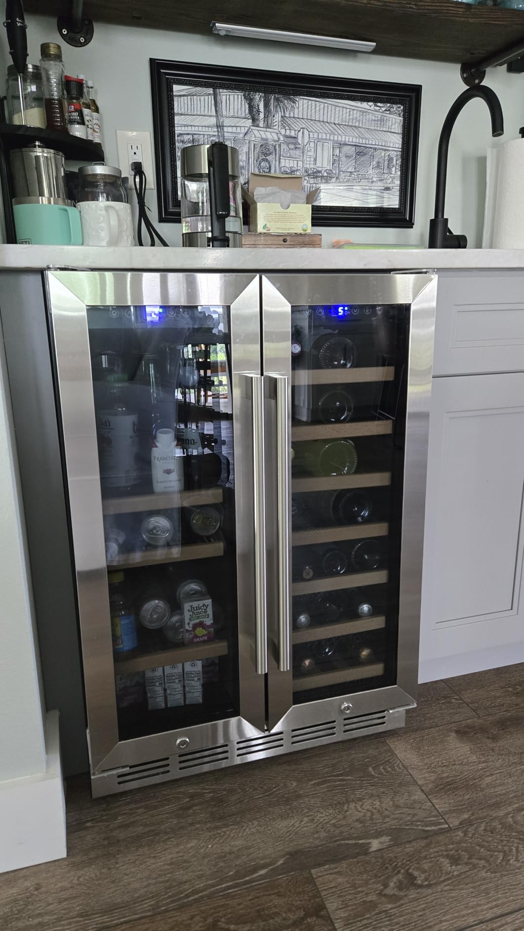 Wine Cooler Refrigerator 24 Inch, 180 Bottles Large Wine Fridge Dual Zones, Tall Freestanding/Built-in Wine Cellar Professional with Reversible Door Sliding Rail Shelves customer photo 1