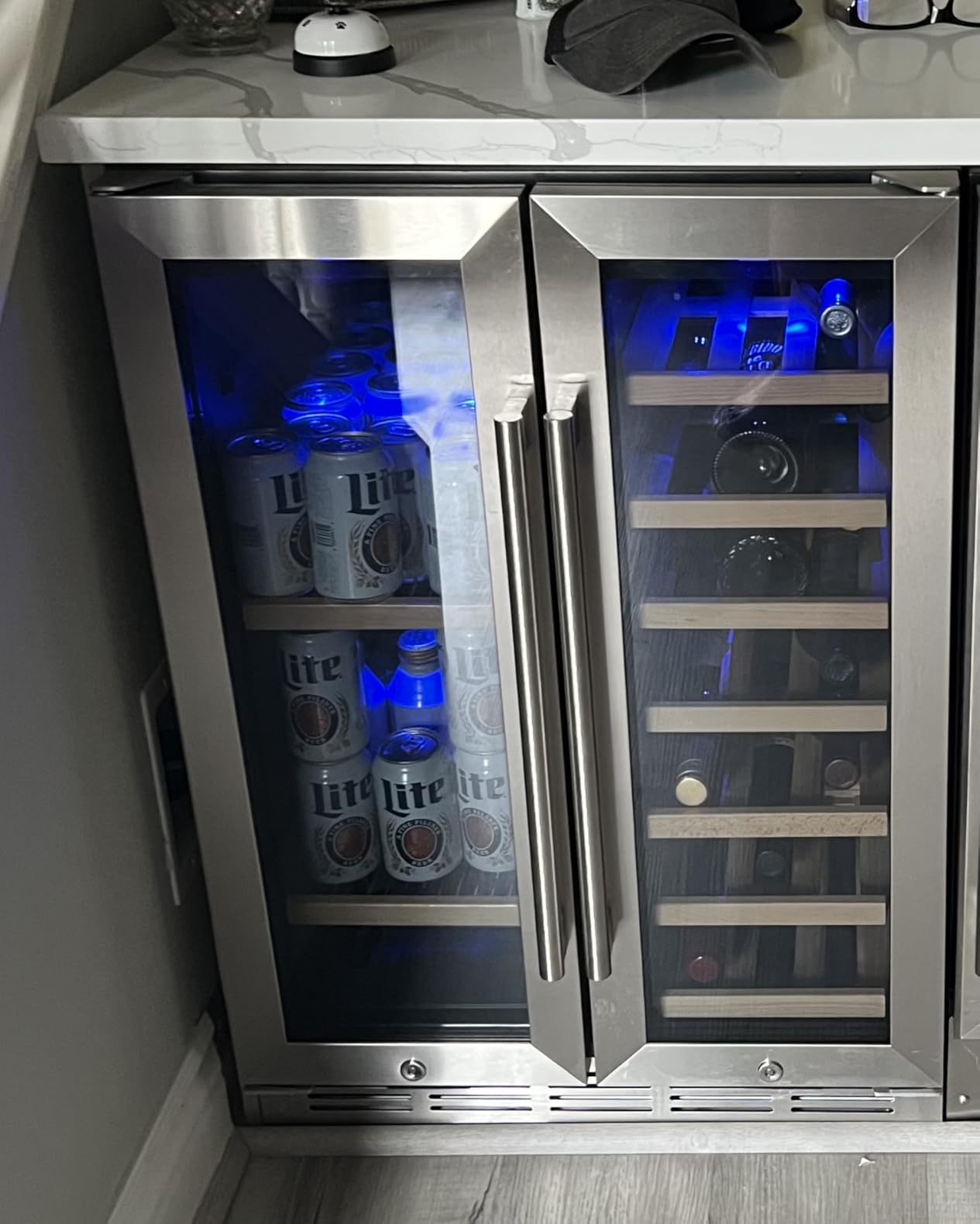 Wine Cooler Refrigerator 24 Inch, 180 Bottles Large Wine Fridge Dual Zones, Tall Freestanding/Built-in Wine Cellar Professional with Reversible Door Sliding Rail Shelves customer photo 2