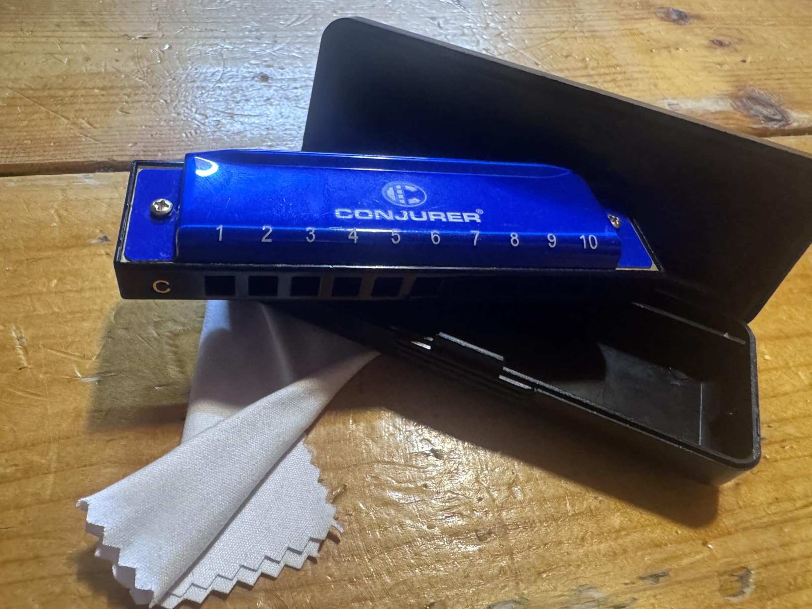 CONJURER Blues Harmonica for Beginners Adult 10 Hole Diatonic Harmonica Key of C, Brass Reed Metal Mouth Organ C Key with Case, Key C Black customer photo 2