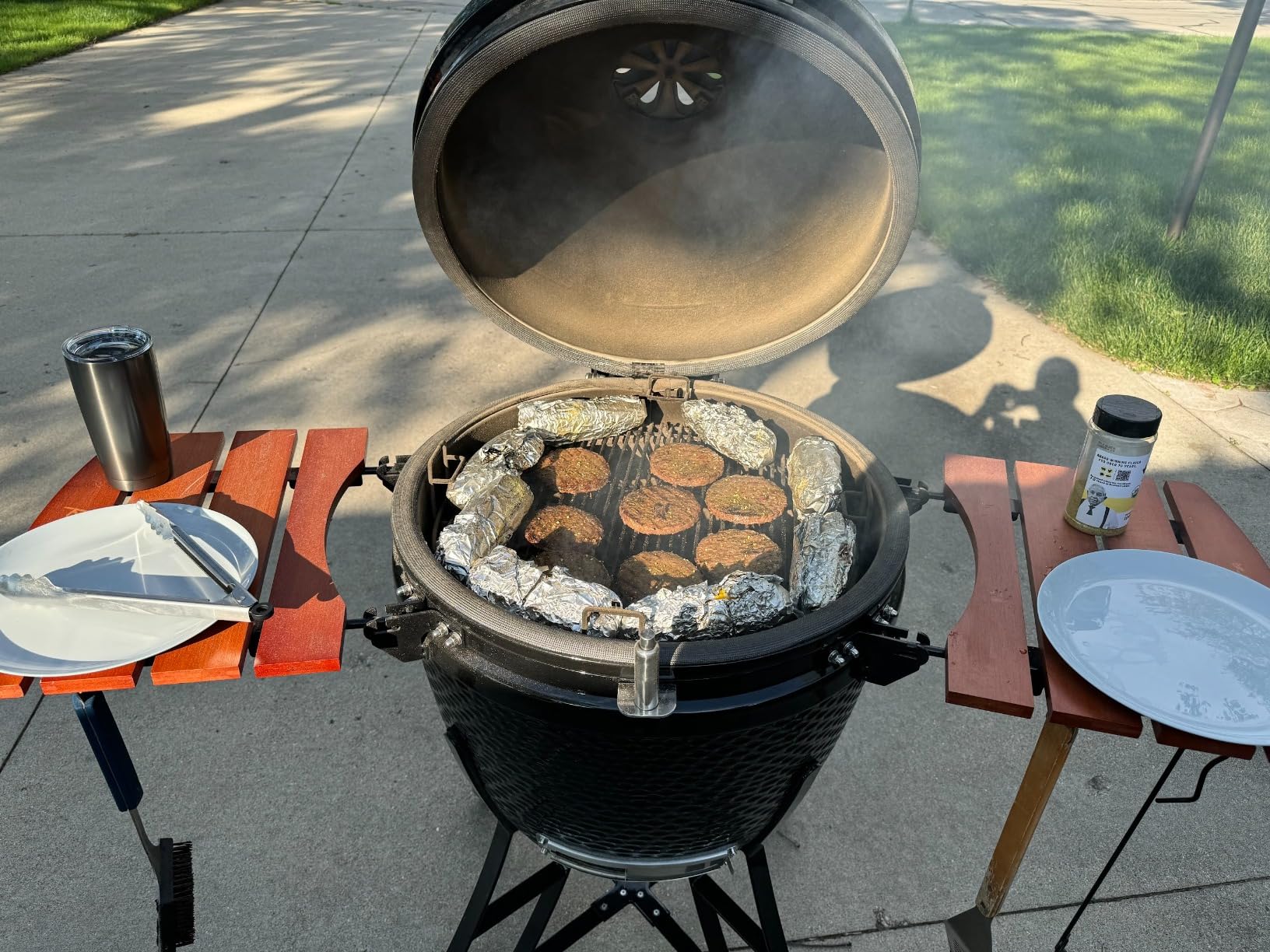 Kalamera 24 inch Ultimate Outdoor Ceramic Grill Kamado with Cart and Side-wings Black customer photo 2