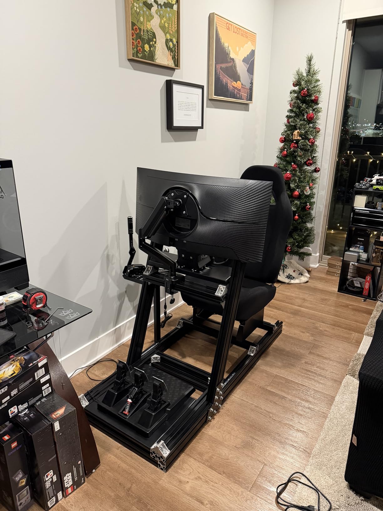 Marada Aluminum Profile Racing Simulator Cockpit with Seat, Unlimited Adjustment, Fit for Thrustmaster, for Fanatec, for Logitech G29 GPro, Sim Frame 8040, Not Include Steering Wheel Pedals Handbrake customer photo 2