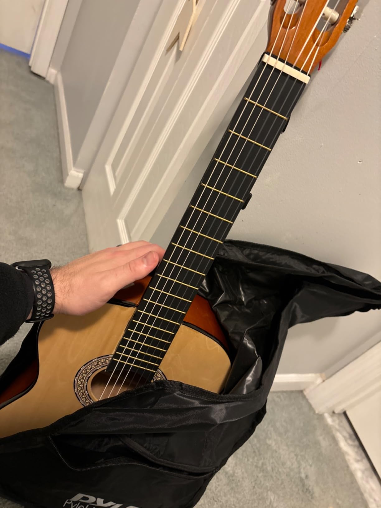 Pyle Beginner Acoustic Guitar Kit, 3/4 Junior Size All Wood Instrument with Full Accessory Kit, Picks, Shoulder Strap, Carry Case, Cleaning Cloth, Tuner App, 2 Month Lessons, 36