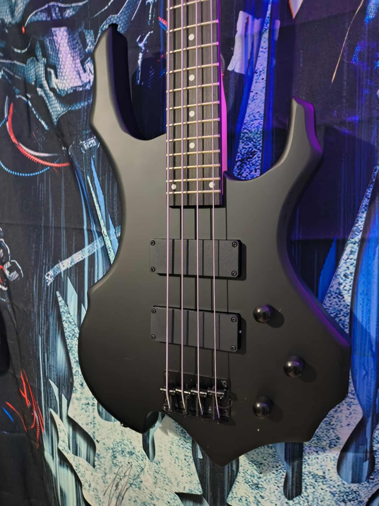 Ktaxon Electric Bass Guitar Burning Fire Style Bass Set with Portable Bass Bag, Premium Cable, Adjustable Guitar Strap, Wrench Tool, Plectrum(Matte Black) customer photo 1