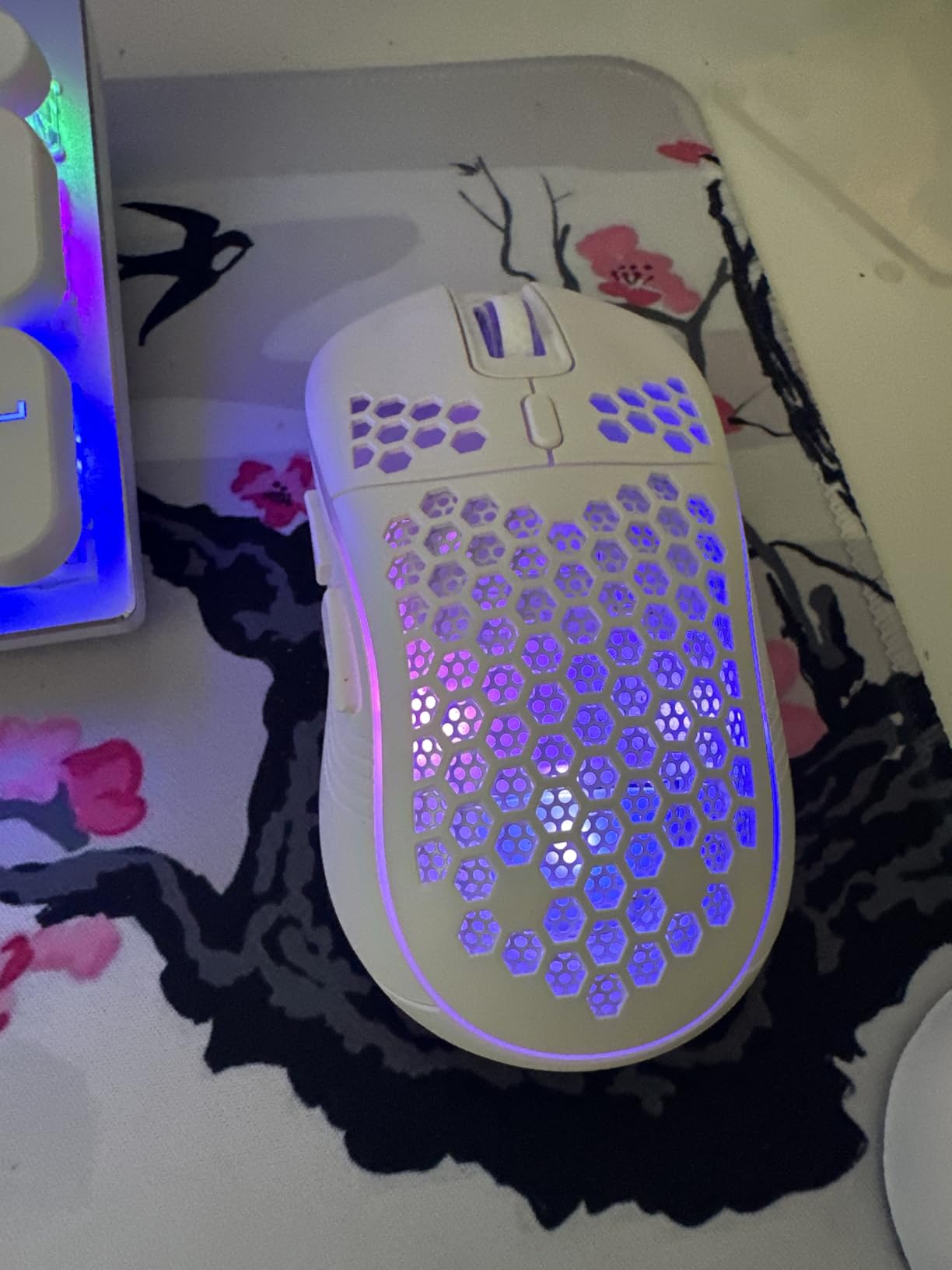 MELOGAGA Wireless Gaming Mouse Honeycomb 2.4G USB Cordless Mouse RGB Rechargeable PC Game Mice with 7-Color LED Lights, 4 Adjustable DPI for Windows Laptop Desktop Computers (Black) customer photo 2