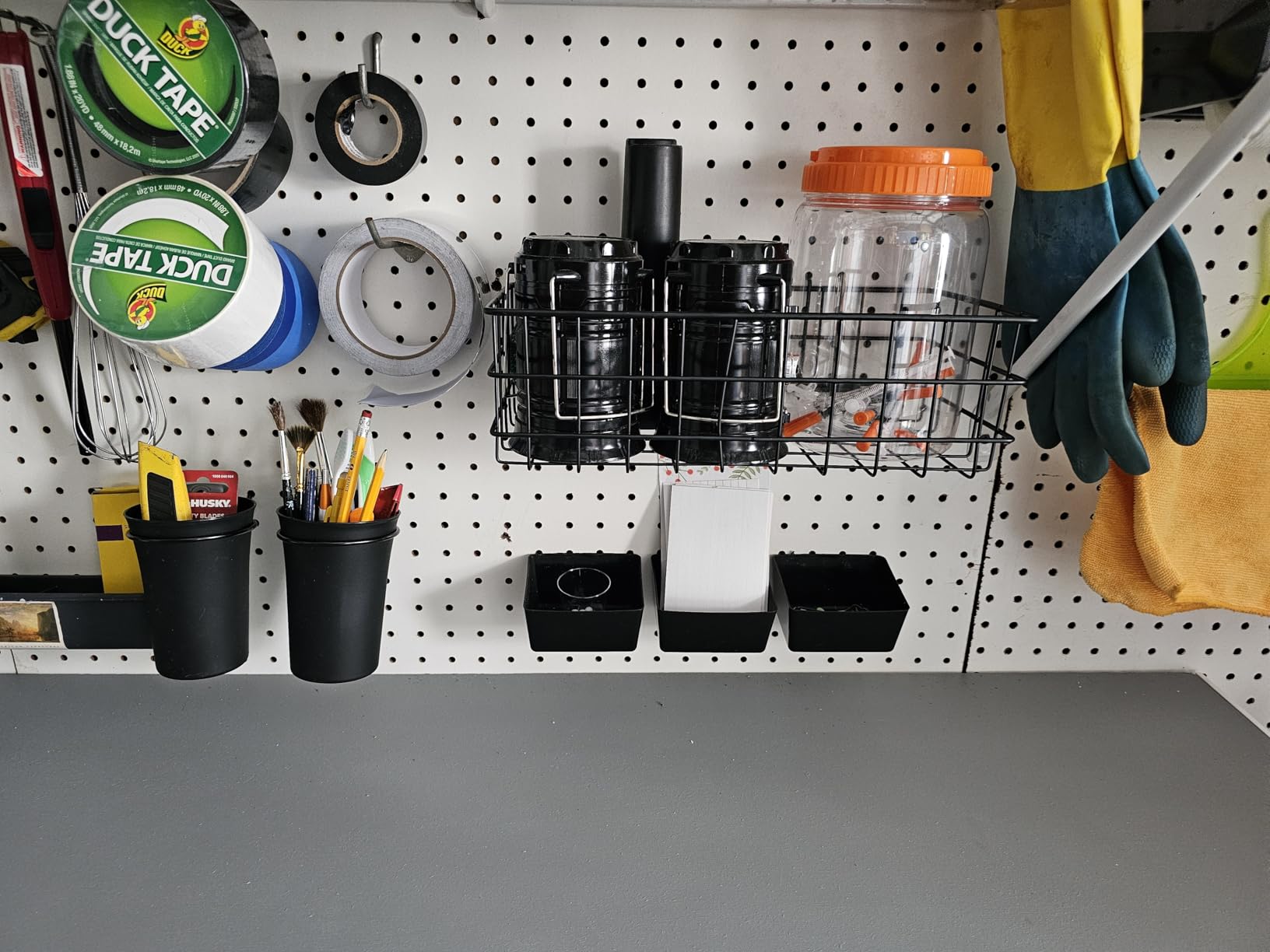 INCLY 30PCS Peg Board Organizer Accessories Kit, Pegboard Hooks Assortment with Bins, Cups, Wire Baskets and Paper Towel Holder customer photo 2