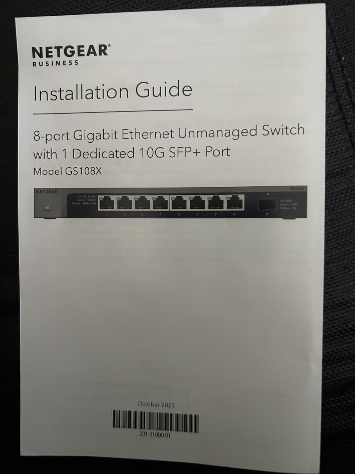 NETGEAR 8-Port 1G/10G Gigabit Ethernet Unmanaged Switch (GS108X) - with 1 x 10G SFP+ customer photo 2