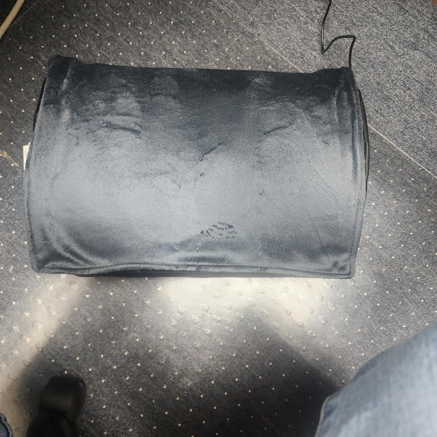 Heated Foot Rest Under Desk at Work, Ergonomic Desk Footrest with Vibrating Massage and Adjustable Height, Foot Warmer with Pocket customer photo 2