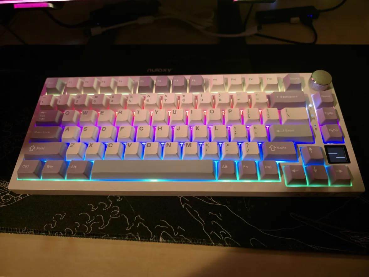 Ajazz AK820 Pro 75% Wireless Mechanical Keyboard with TFT Smart Display&Knob, Gasket-Mounted Gaming Keyboard, BT/2.4GHz/USB-C Wired (Purple, Gift Switch) customer photo 1