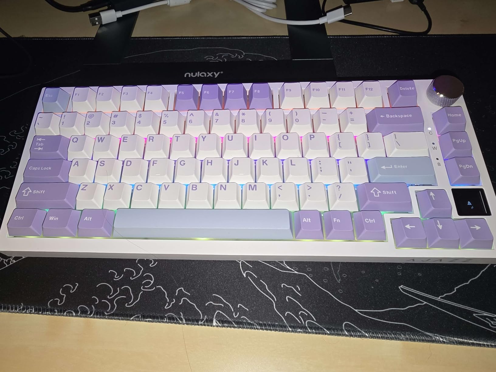 Ajazz AK820 Pro 75% Wireless Mechanical Keyboard with TFT Smart Display&Knob, Gasket-Mounted Gaming Keyboard, BT/2.4GHz/USB-C Wired (Purple, Gift Switch) customer photo 2
