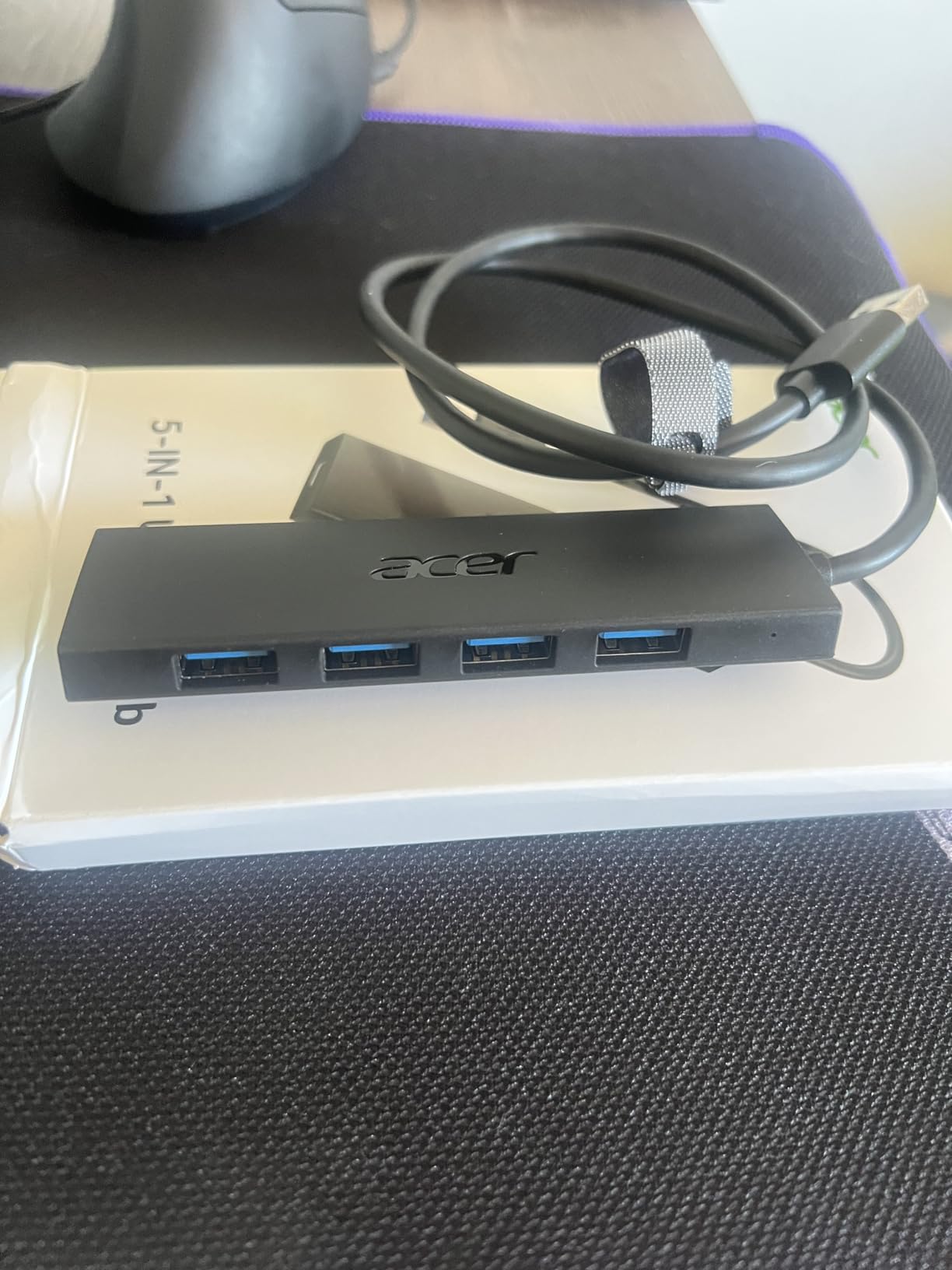 Acer USB Hub 4 Ports, Multiple USB 3.0 Hub, USBA Splitter for Laptop with Type C Power Port, Extender for A Port Laptop, PC, Desktop and More (2ft) customer photo 1