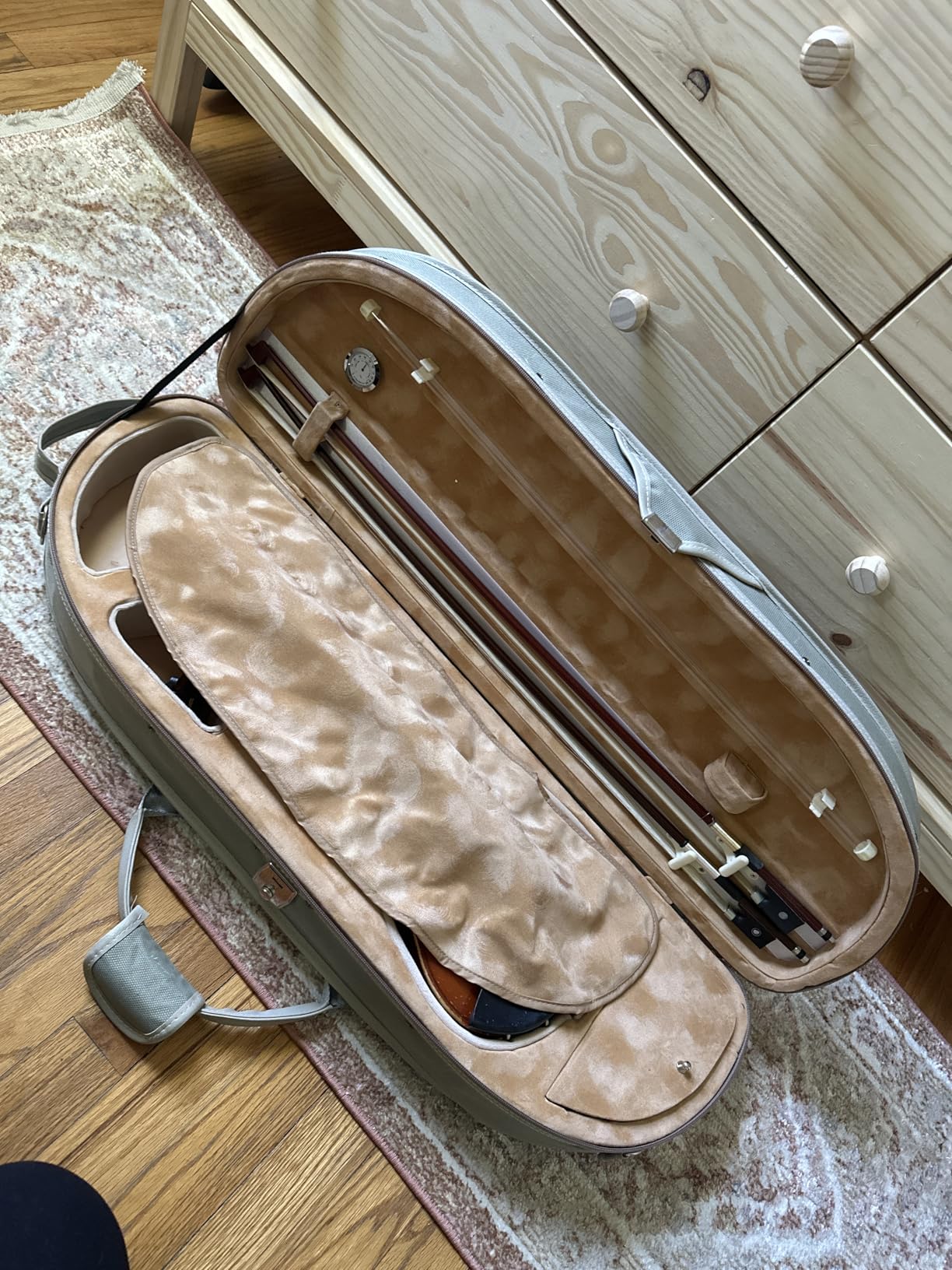 Violin Case 4/4 Full Size Nylon Oxford Lightweight box Adjustable shoulder straps Travel violin case bag (pea green) customer photo 2