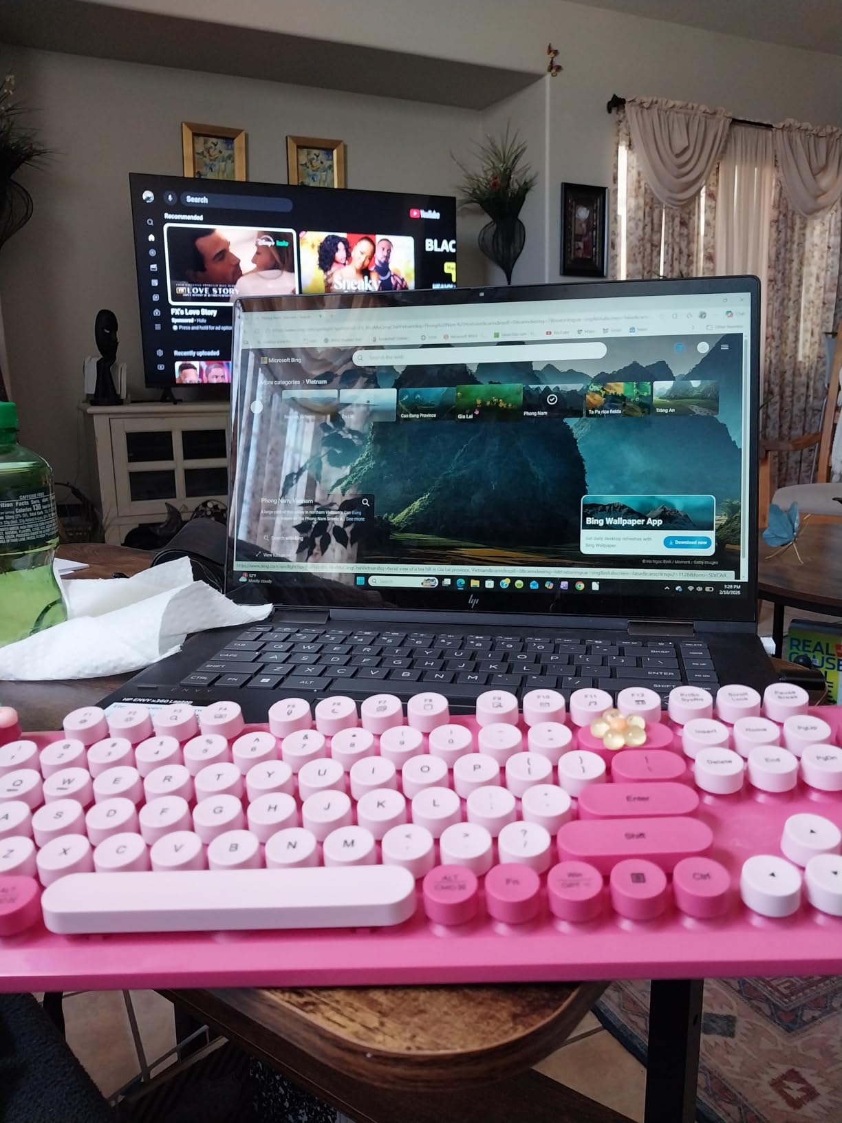 Wireless Keyboard and Mouse Combo, Cute Hot Pink Full-Size Retro Typewriter Keyboard with Round Keycaps, Magnetic Wrist Rest, Tilt Legs, 2.4GHz Cordless for Mac, Windows PC, Laptop, SABLUTE CK23 customer photo 1