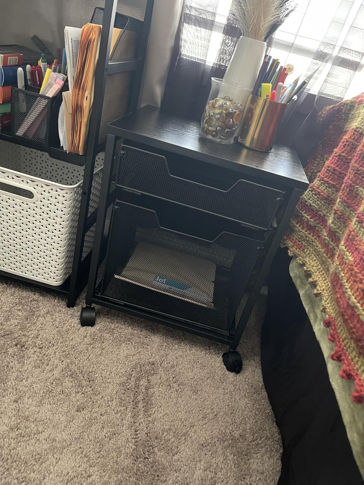 Rolling File Cabinet Cart, Printer Stand with Storage Drawer, Mobile Filing Cabinet on Lockable Wheel, Printer Cart with Hanging File Folder Organizer customer photo 1