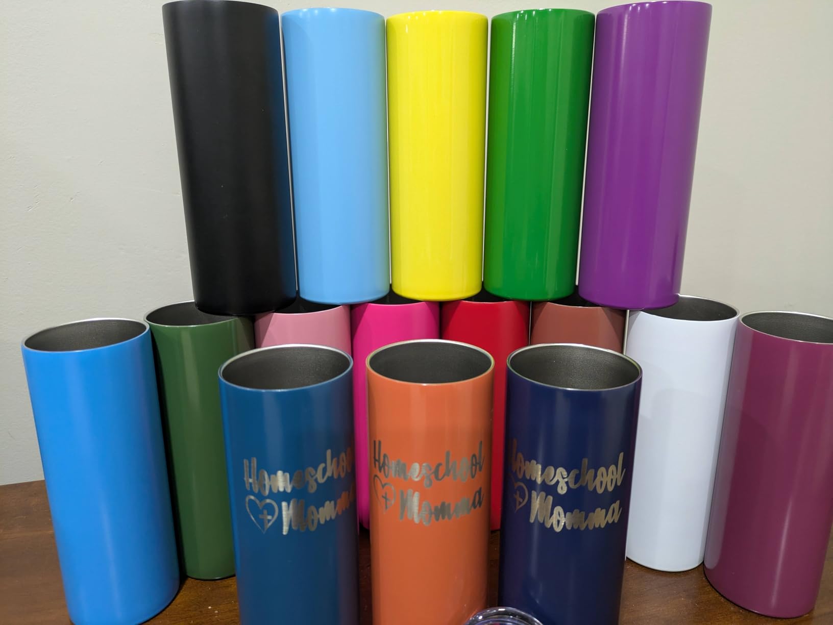 YOUKE OLA 16 Pack Skinny Tumblers 20oz Bulk Straight Stainless Steel Double Wall Vacuum Insulated Tumbler with Lid and Straw & Silicone Base for Travel, DIY, 16 Colors customer photo 2