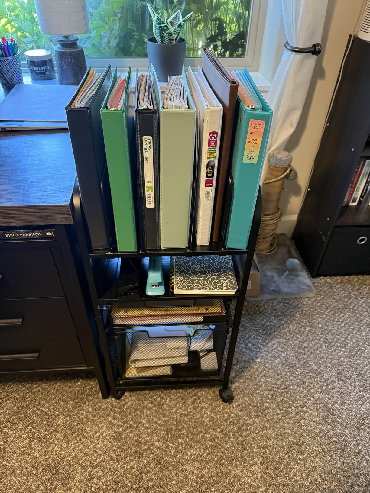 2 Drawer File Cabinet with Adjustable Dividers, 4-Tier Mobile Vertical Filing Cabinet on Lockable Wheels, Hanging File Organizer Cart customer photo 2
