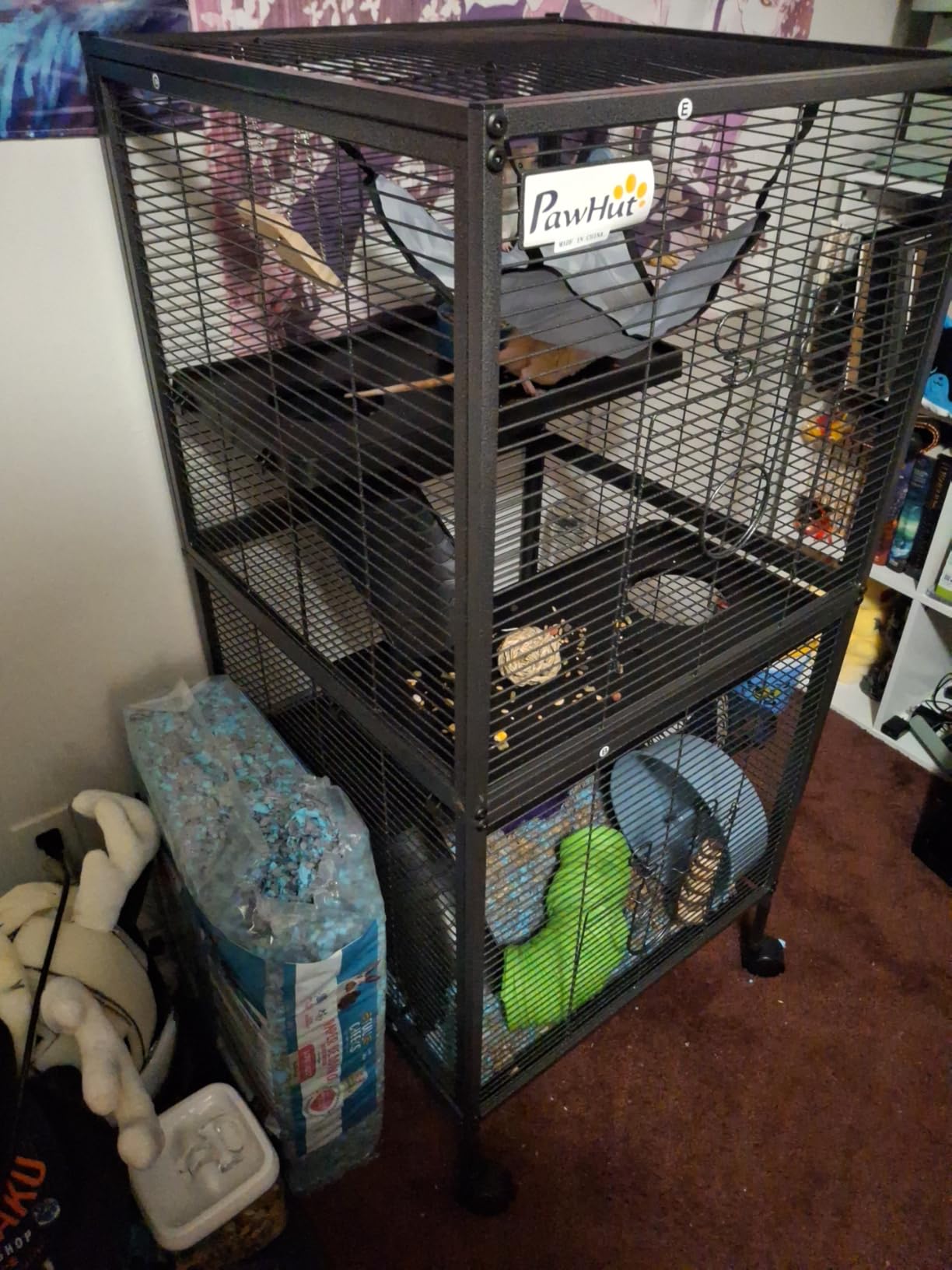 PawHut Metal Small Animal Cage, 4-Tiers Rolling Big Ferret Cage with Hammock, Removable Tray, for Chinchilla, Sugar Glider, White customer photo 2