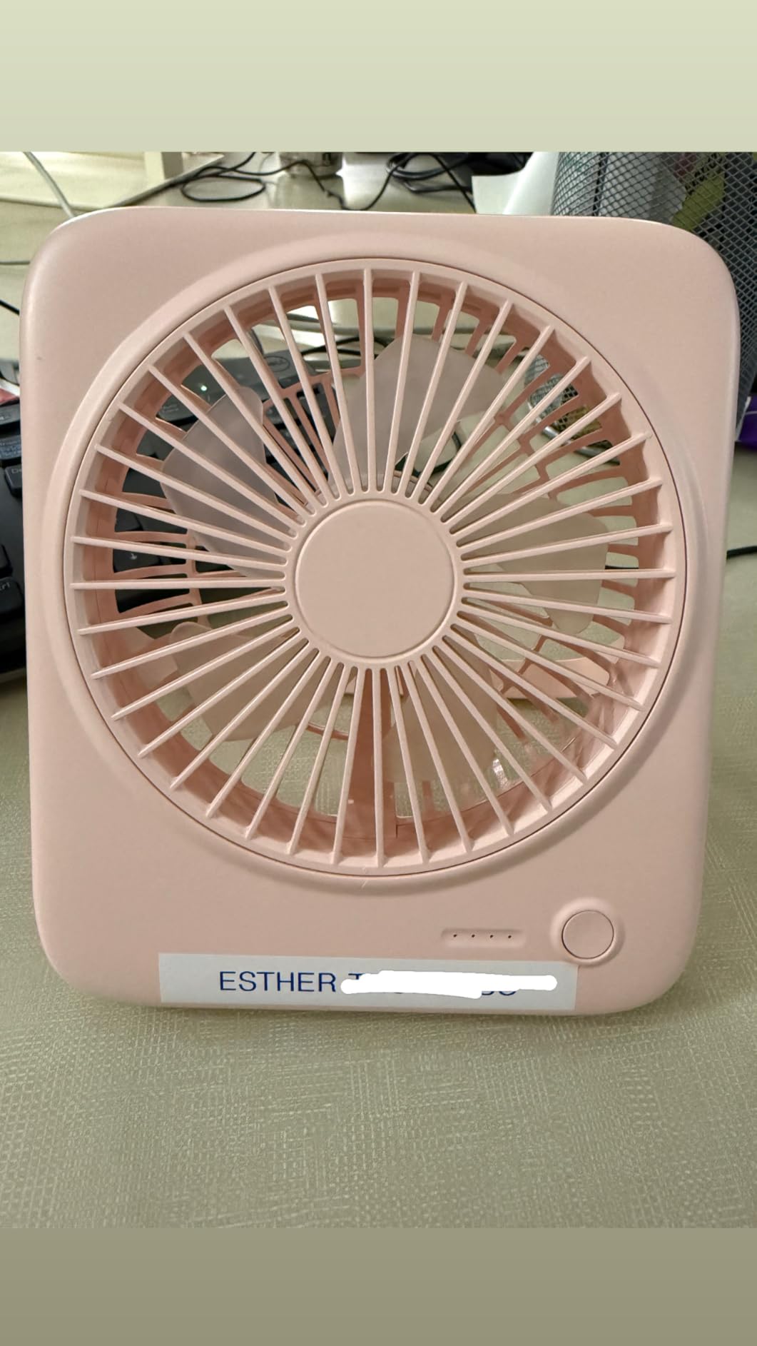 Otlonpe Personal Portable Desk Fan, 4000mAh Small Rechargeable Portable Fan Battery Operated & USB Powered for Travel Sleeping Bedroom Office Home Table, Cordless, Quiet, 4-Speed, 6.5 Inch customer photo 1