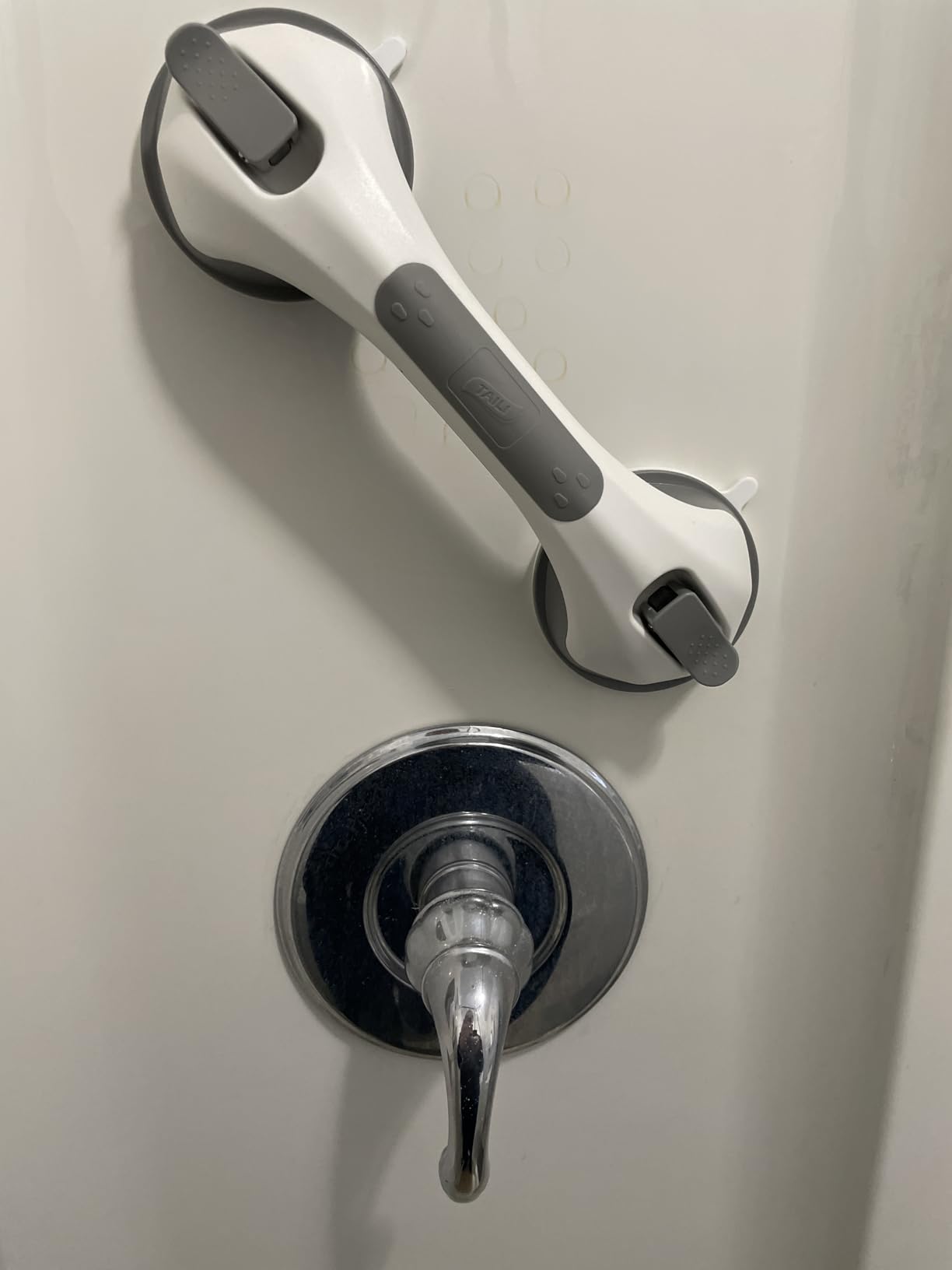 TAILI Shower Grab Bar, 2 Pack 12 Inch Suction Grab Bars for Bathtubs and Showers for Elderly, Shower Handle for Seniors Bathroom Safety Grip, No Drilling Removable, Grey customer photo 2
