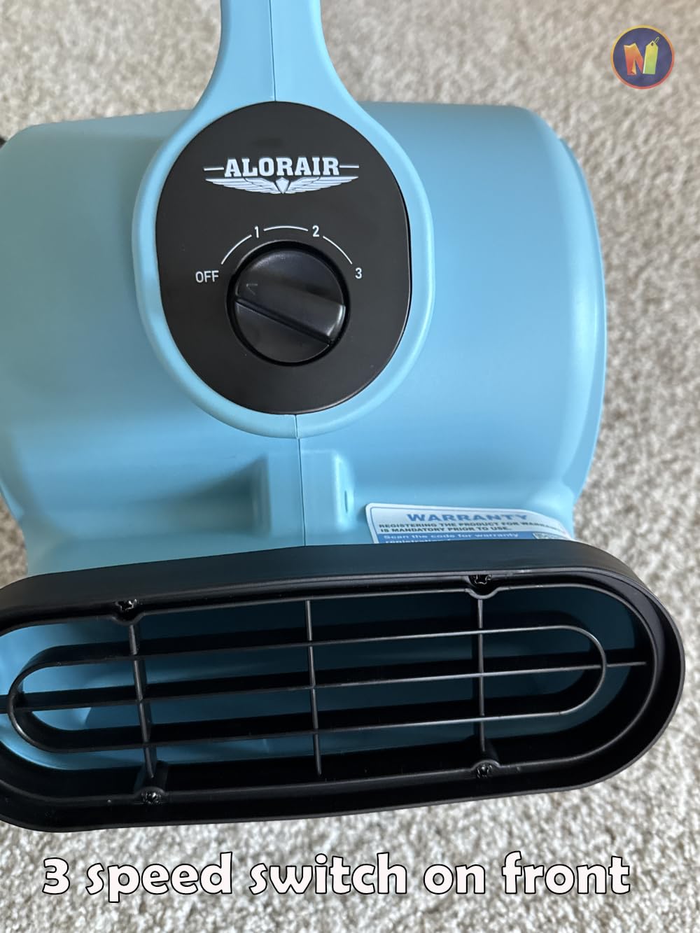 ALORAIR 600 CFM Air Mover Blower Fan for Industrial, Workshop, and Home Use - 3 Speeds, 5 Adjustable Angles and Daisy Chain - Ideal for Water Damage Restoration and Plumbing - GF600A Blue customer photo 2