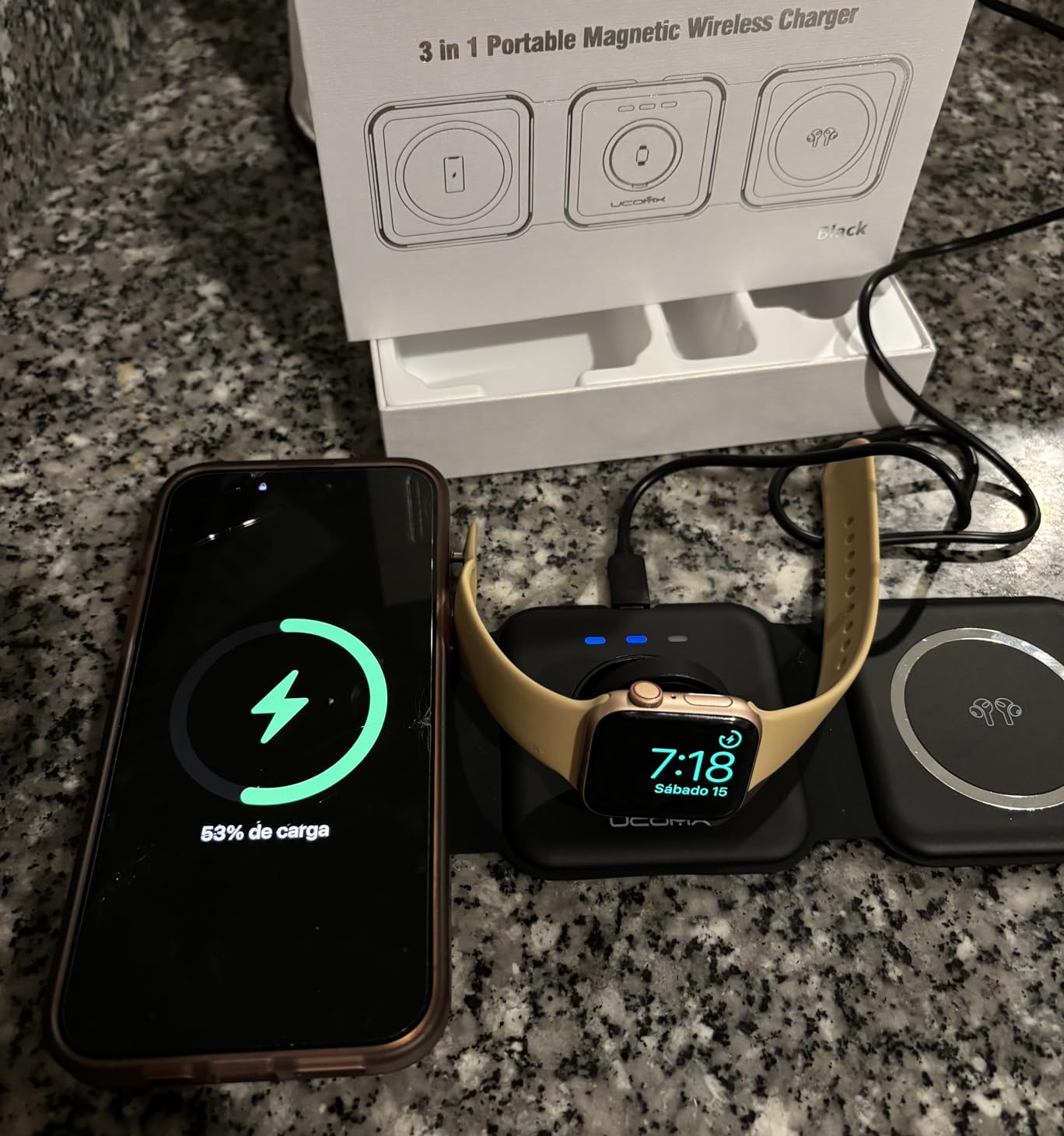 UCOMX 3 in 1 Charging Station for Multiple Devices,Foldable 3 in 1 Wireless Charger for Travel,NANO Wireless Charging Station for iPhone17 16 15 14 13 12 Pro Max/Watch 10 9 8 7 6 5 4 3 Ultra/AirPod Pro customer photo 2