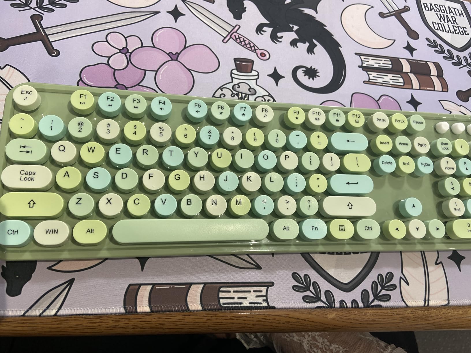 Wireless Keyboard, KOOTOP Cute Colorful 104 Keys Typewriter Retro Round Keycaps Keyboard for PC Laptop, Desktop, Windows, Home and Office Keyboards, s500 coffee customer photo 1