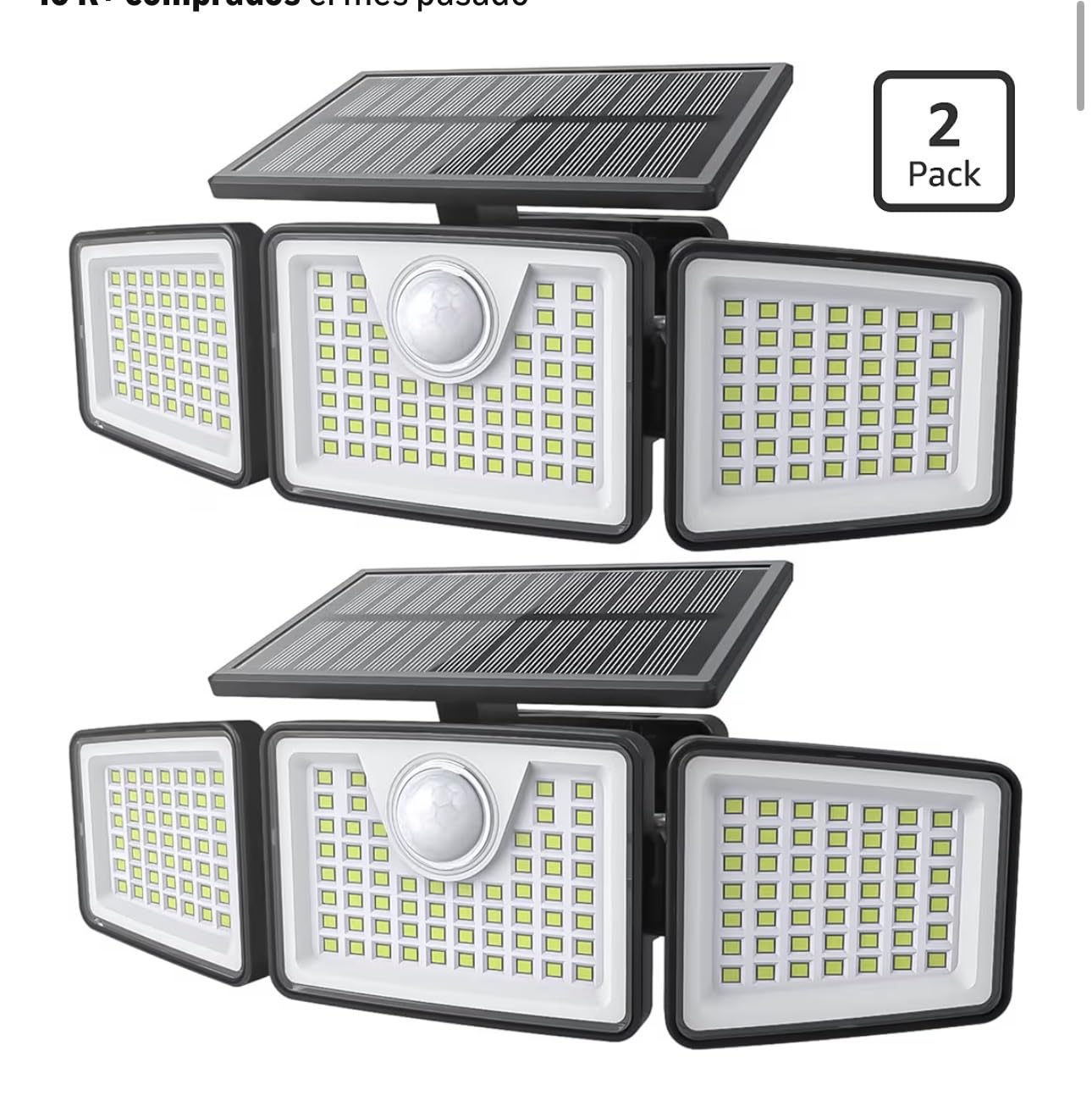 daphino 2500LM Solar Lights Outdoor with Motion Sensor, 3 Head 270 Degree Wide Angle Street Area Lights, IP65 Waterproof Security Lighting with 3 Modes (2 Pcs) customer photo 1