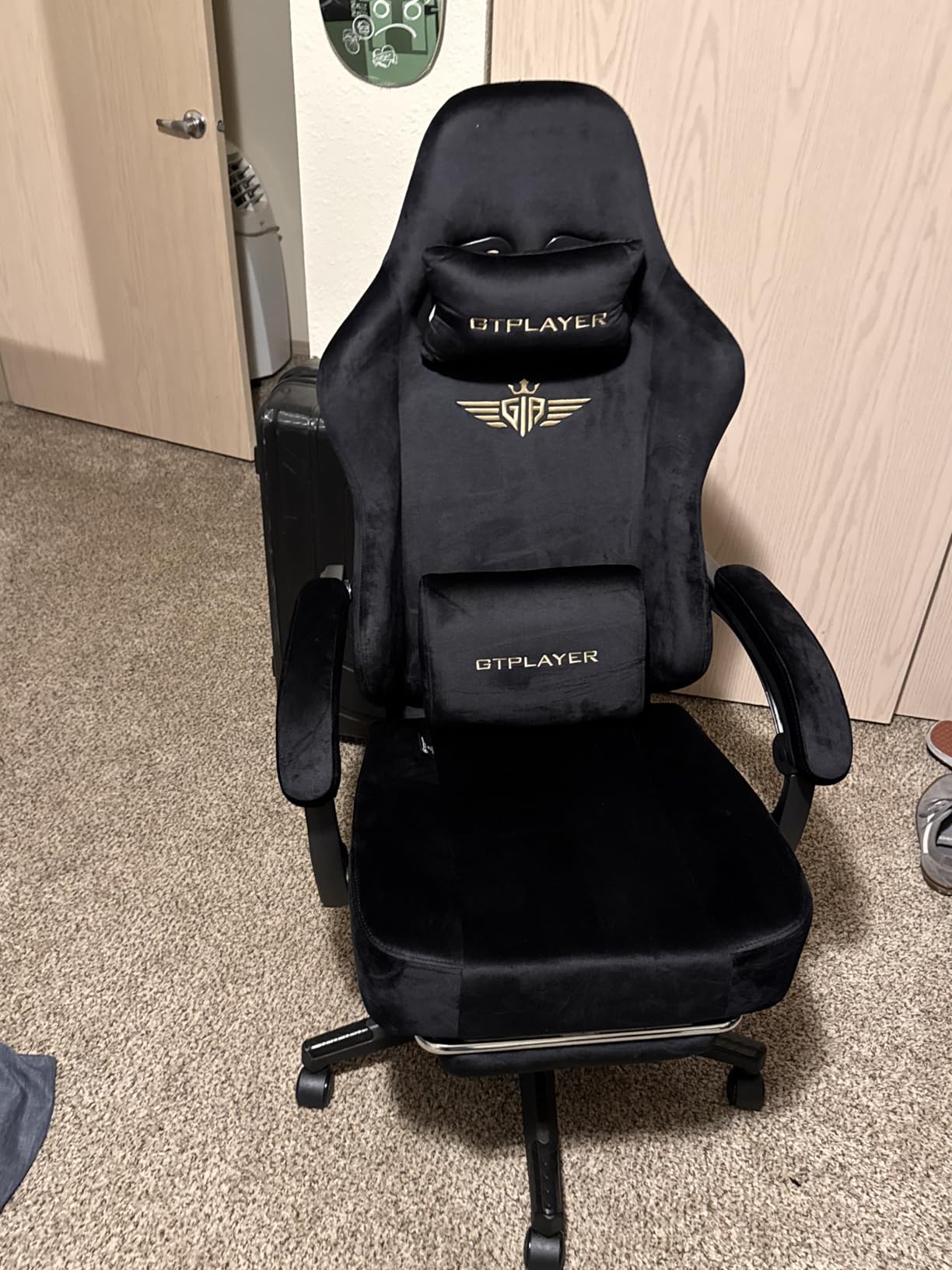 GTPLAYER Big and Tall Gaming Chair Fabric with Pocket Spring Cushion, High Back Ergonomic Computer Chair with Footrest for Adults Lumbar Support Swivel Game Chair for Office Gaming 350LBS, Black customer photo 1