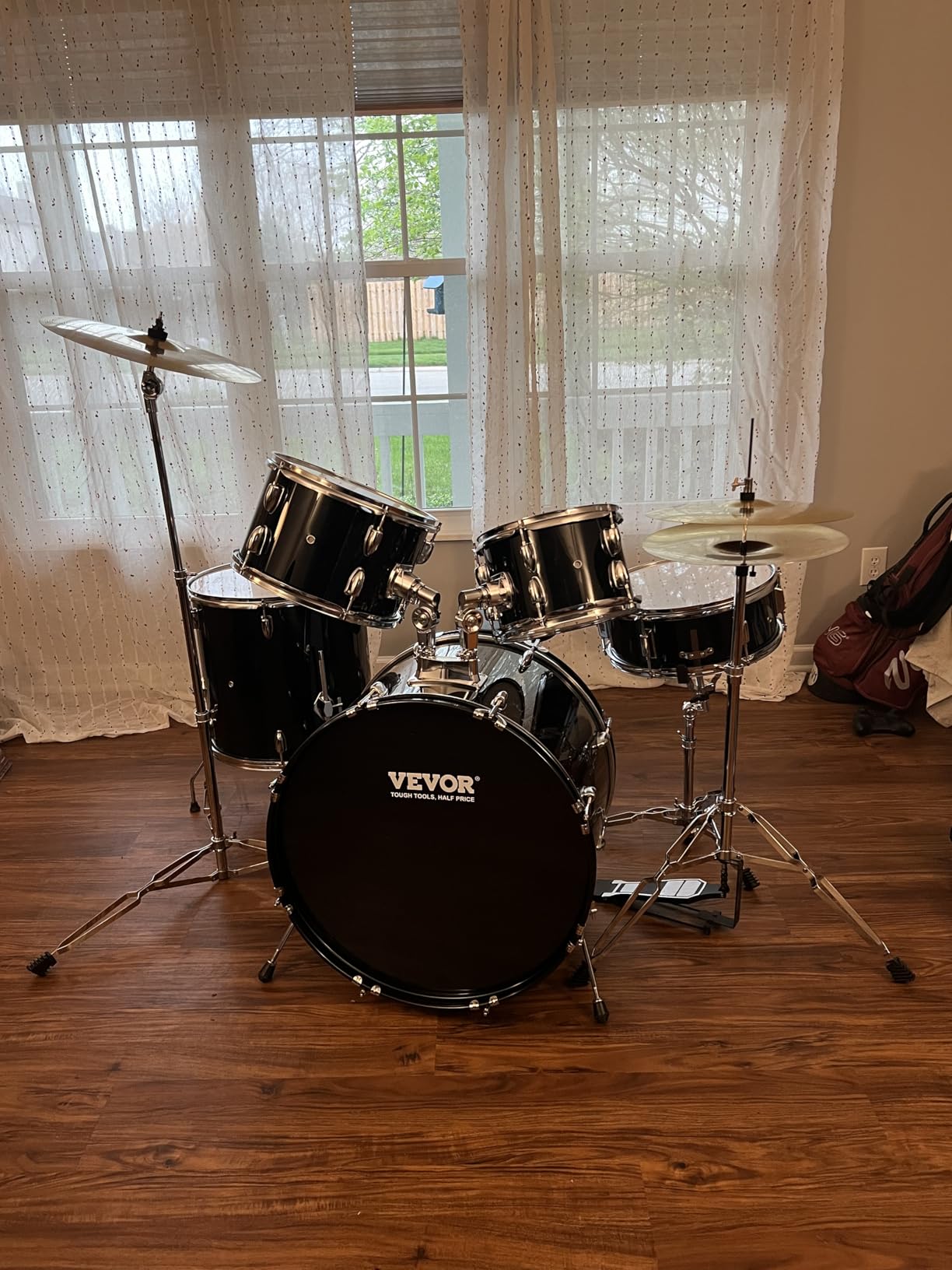 VEVOR Adult Drum Set, 5-Piece, 22 inches Complete Full Size Drum Kit with Bass Toms Snare Floor Drum Adjustable Throne Stands Cymbal Hi-Hat Pedal and Drumsticks, Beginner Drum Kit for Adults customer photo 2