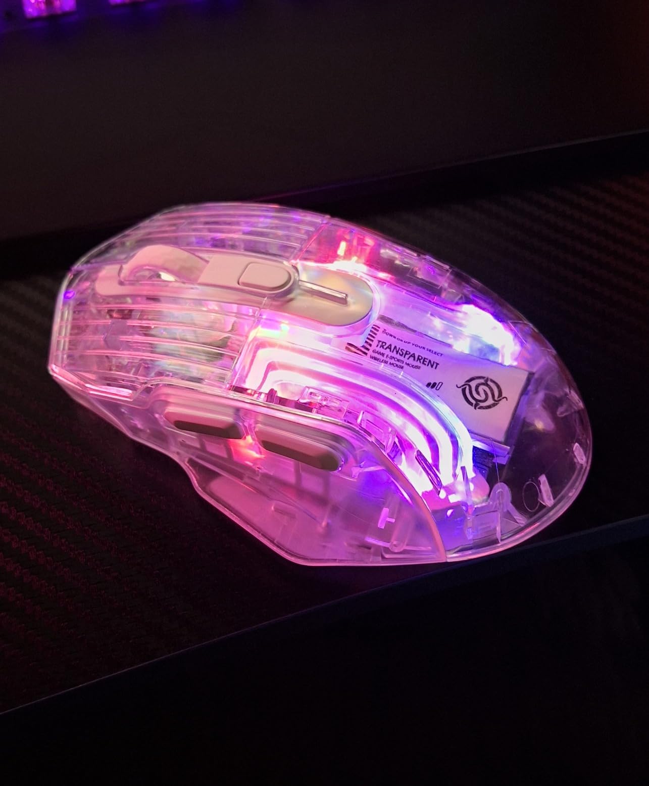 Docooler Wireless Gaming Mice with Transparent Crystal Shell, Tri-Modes(USB Wired+2.4G Wireless+Bluetooth), 3600DPI Adjustable E-Sports Mice, RGB Slient Mouse with Ergonomics Design - White/Black customer photo 2