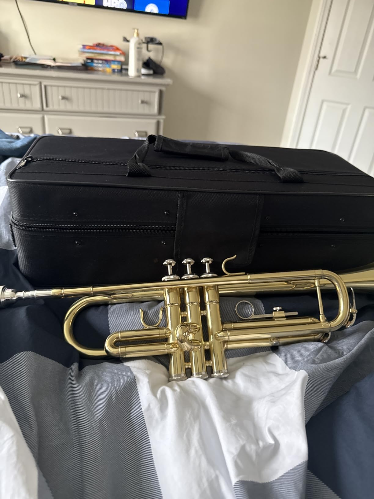 Bb Trumpet for Beginners, Standard B Flat Trumpet with 7C Mouthpiece, Hard Case, Gloves & Cleaning Cloth, Student Brass Instrument (Golden) customer photo 1