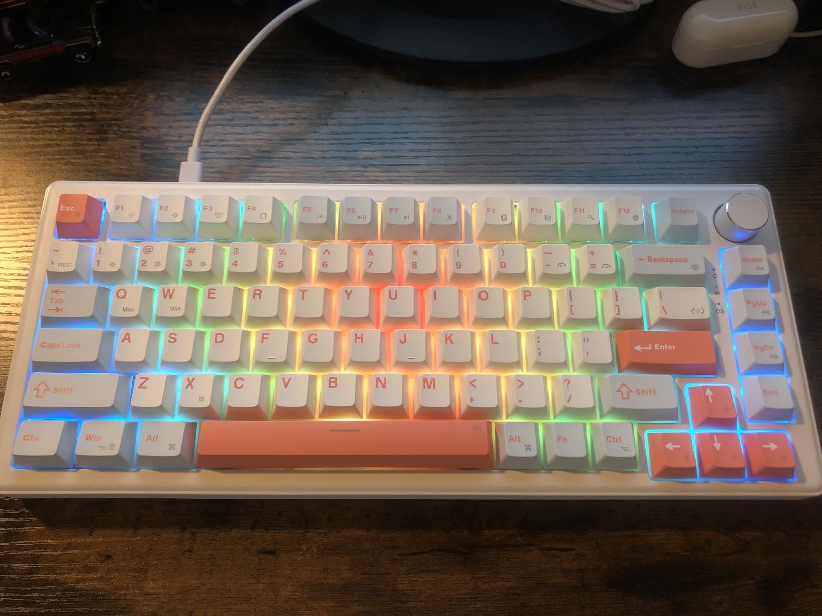 75% Mechanical Keyboard Gasket with Knob, Custom Wired Creamy Gaming Keyboard TKL 75 Percent Hot Swappable RGB Backlit, Pre-lubed Switch for Win/MAC (Roma/White Switch) customer photo 2