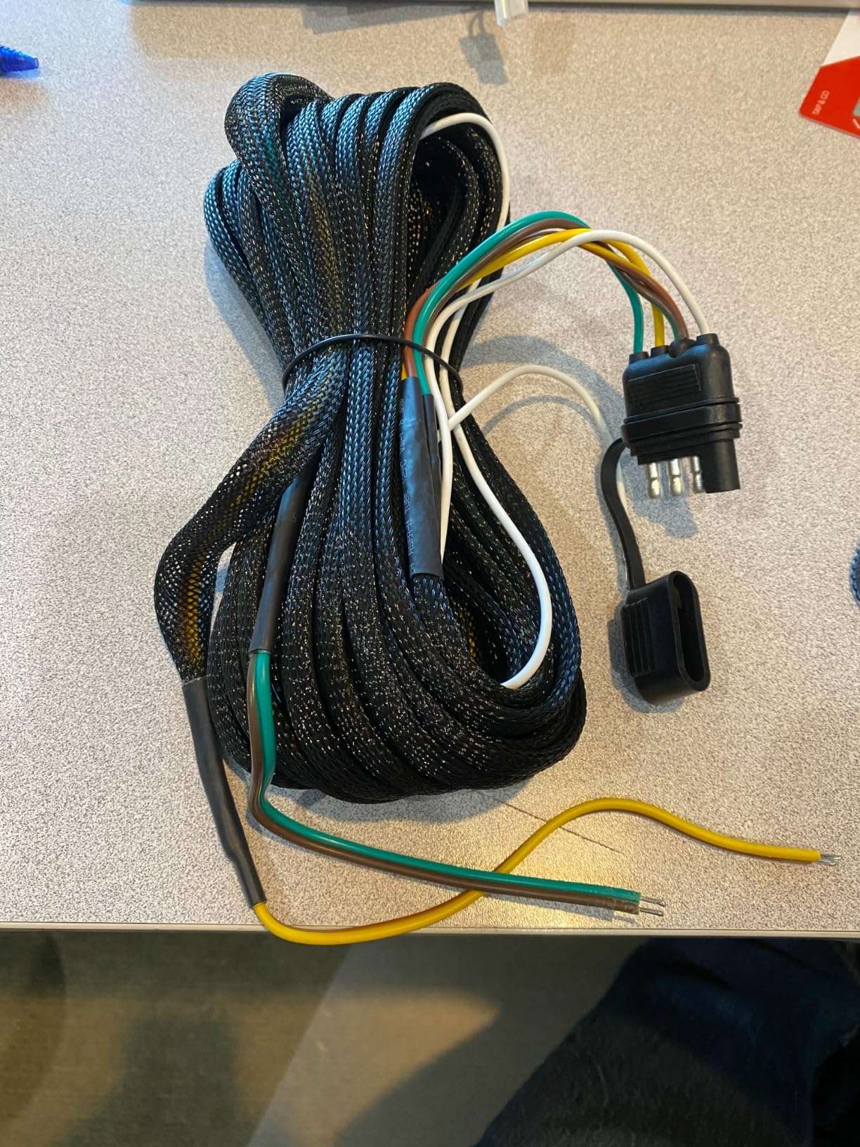 22 Ft 4-Pin 5-Wire Trailer Wiring Harness with Nylon Mesh Protection, A Trailer Light Kit Suitable for Re-Wiring the Tail Lights, Brake Lights, and Turn Signals on Trailers, Rvs, and Boats customer photo 1