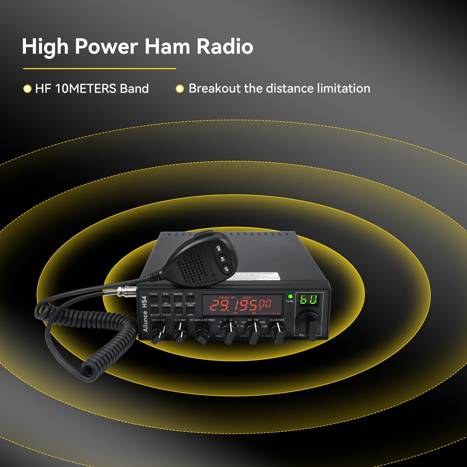 Retevis Ailunce HS4 10 Meter Radio, SSB Ham Radio Base Station, CW/LSB/USB/AM/FM/PA Mobile Transceiver, Noise Reduction, ASQ, SWR Protection, Long Rang Amateur Mobile Radio for Contest, Truck, Shacks customer photo 2
