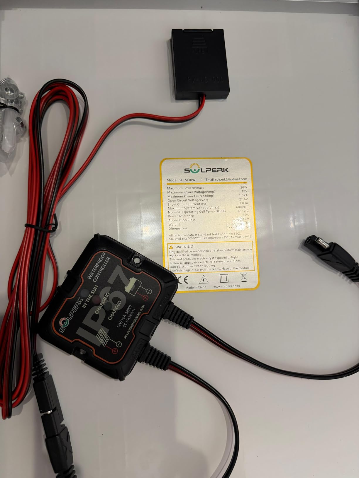 SOLPERK 30W Solar Battery Charger Solar Battery Maintainer + Upgrade 10A MPPT Charge Controller + Adjustable Mount Bracket for Car RV Boat Motorcycle,12V Waterproof Solar Panel Kit Trickle Charging customer photo 2