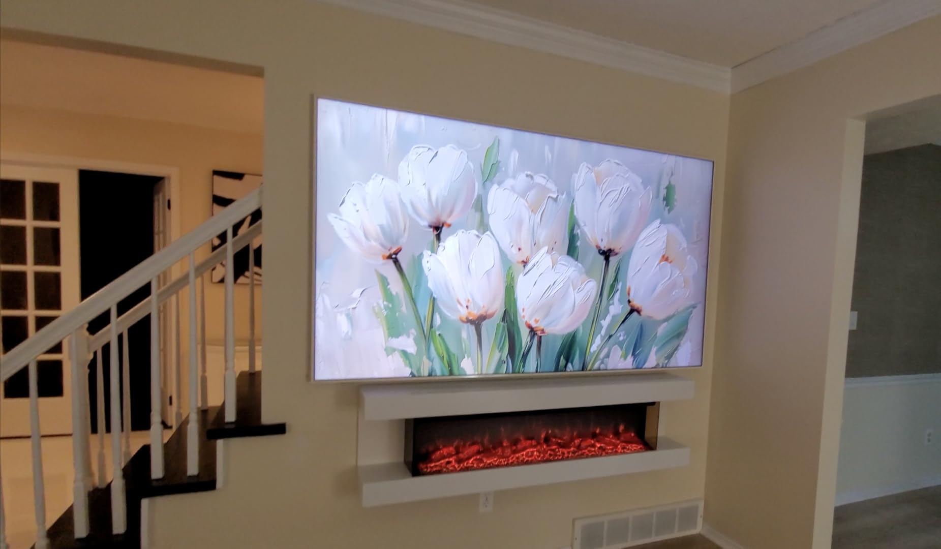 TCL 65 Inch Class NXTVISION Series Picture Frame Canvas Art TV | 65A300W, 2024 Model | QLED 4K HDR Smart Google TV | 120HZ Dolby Atmos Audio | Voice Remote Alexa Google Apple Streaming Television customer photo 2