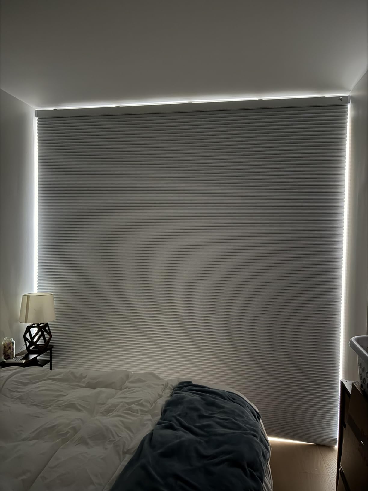 Motorized Cellular Shades with Remote, Blackout Smart Cellular Shades Compatible with Alexa, Cordless Honeycomb Window Blinds for Bedroom Home Office, Custom Size, Blackout Pearl customer photo 1