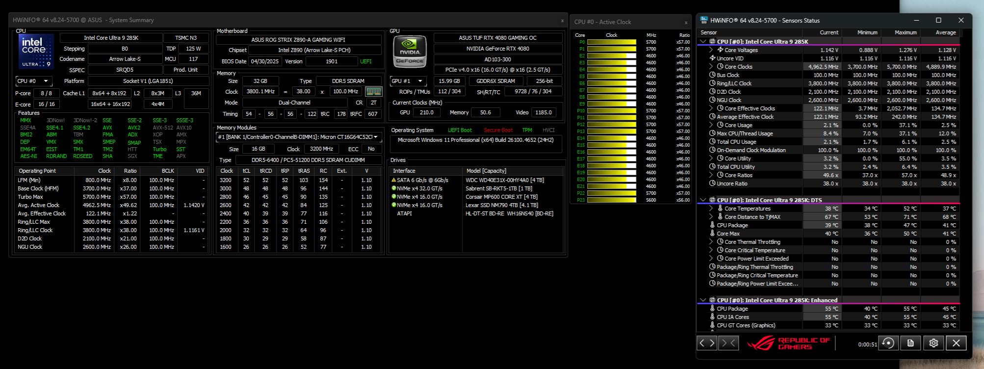 Core Ultra 9 Desktop Processor 285K - 24 cores (8 P-cores + 16 E-cores) and 24 threads - Up to 5.7 GHz unlocked - 40 MB Cache customer photo 2