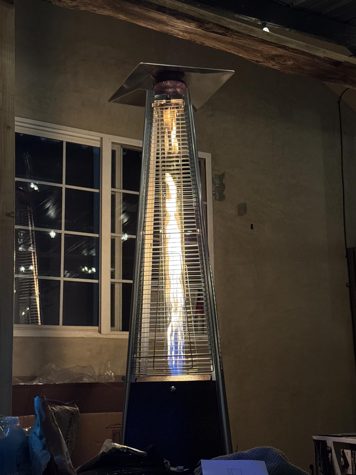 FOOWIN Propane Patio Heater, 48,000 BTU Outdoor Patio Heater with Wheels/Waterproof Cover & Gloves, Quartz Glass Tube Pyramid Outdoor Heater for Party, Backyard, Garden Silver Grey customer photo 2