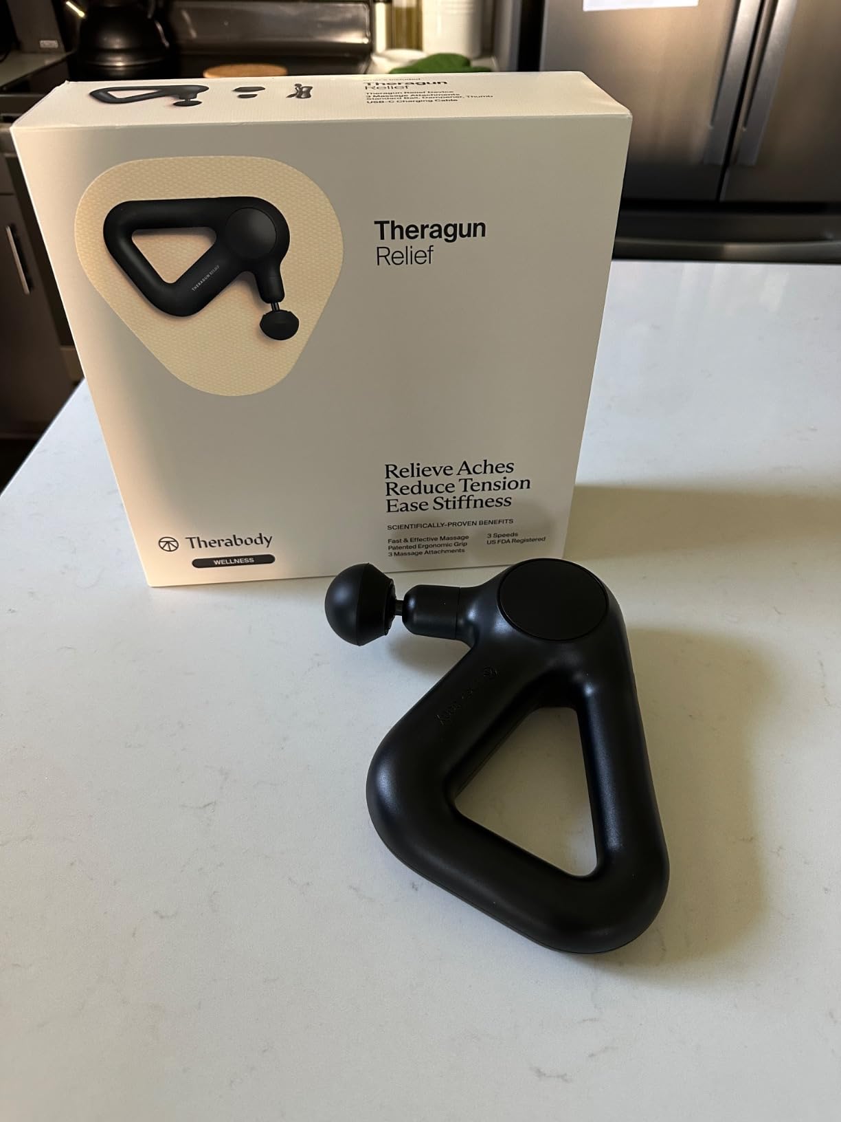 TheraGun Therabody Relief - Quiet Deep Tissue Therapy Massage Gun - Bluetooth Enabled, Electric Percussion Massage Gun & Personal Massager for Pain (Black) customer photo 2